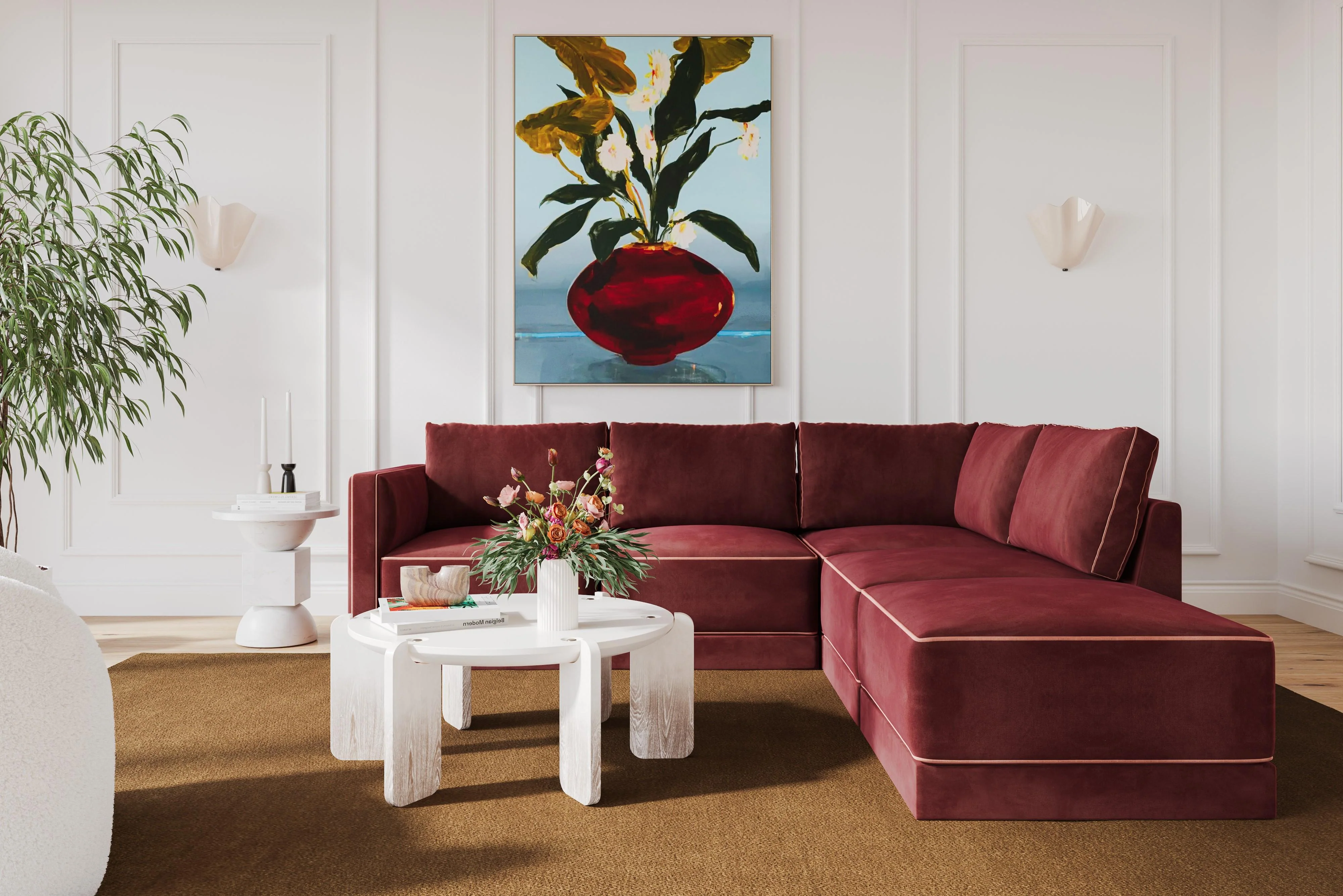 Willow Velvet Modular Right Arm Facing (RAF) Sectional - Image 2