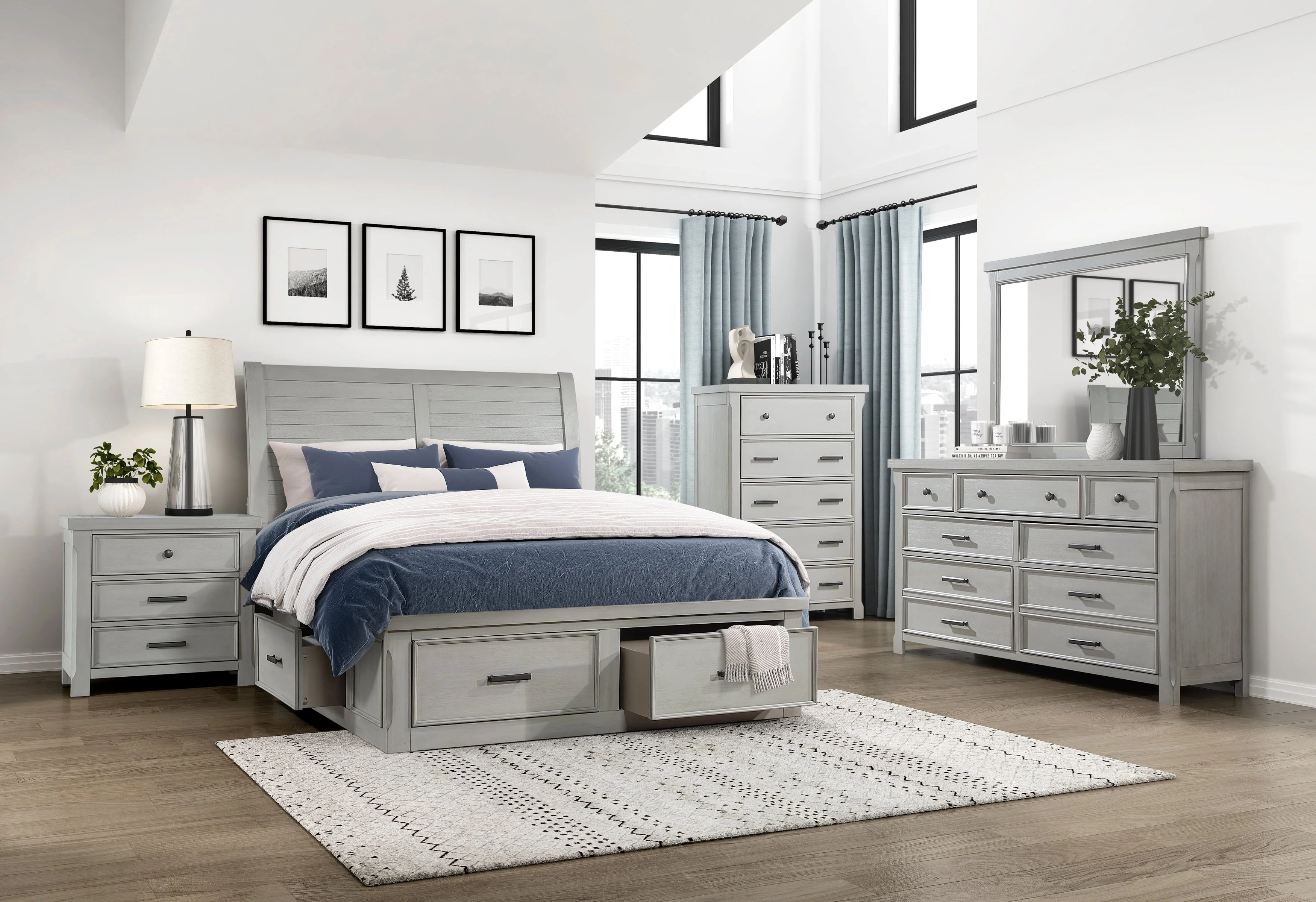 Willowbrook Light Gray King Storage Platform Bed - Image 8