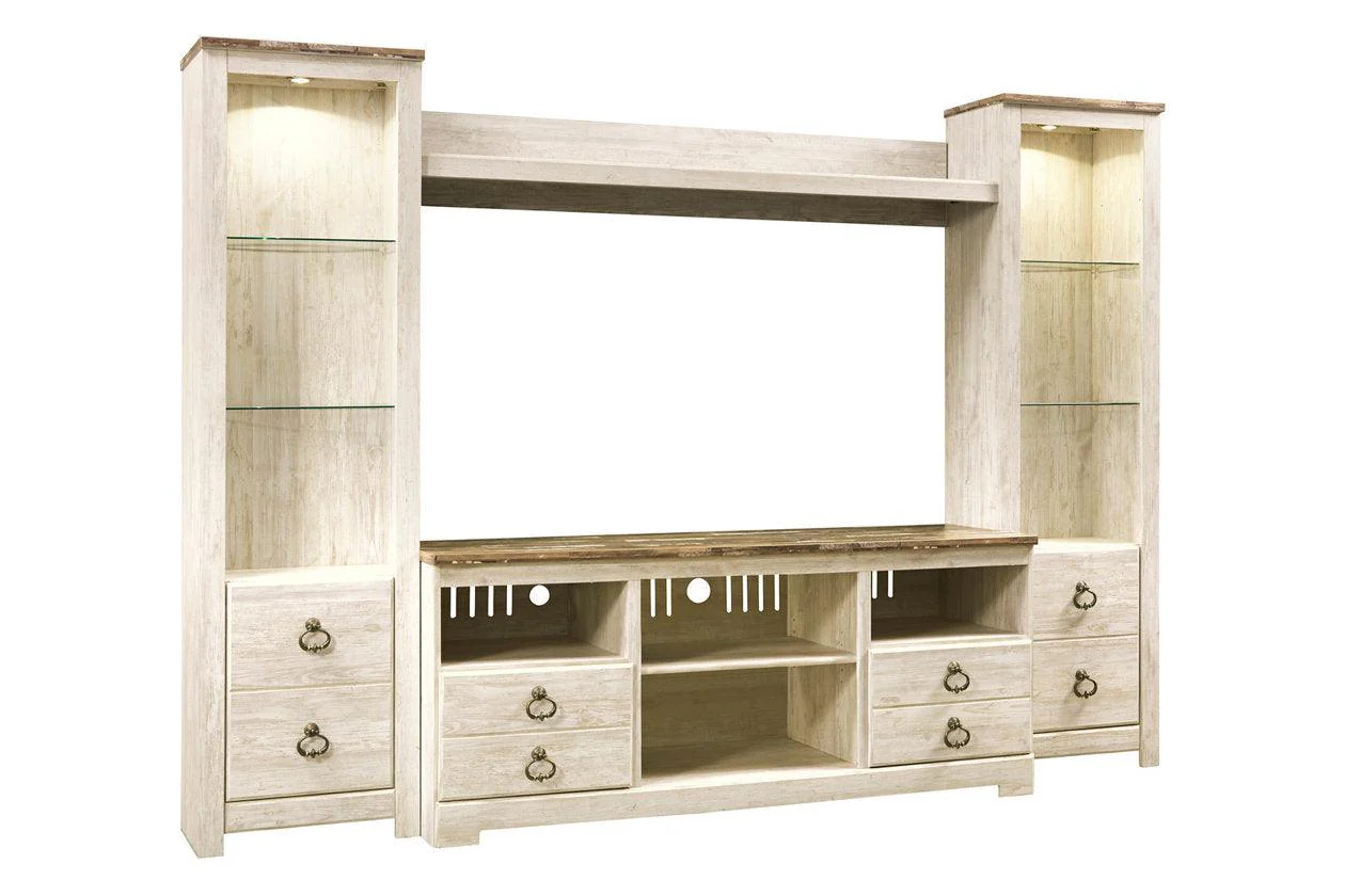 Willowton Whitewash 4-Piece Entertainment Center - Image 6
