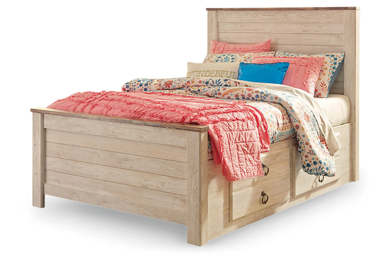 Willowton Whitewash Full Storage Platform Bed with 2 Drawers