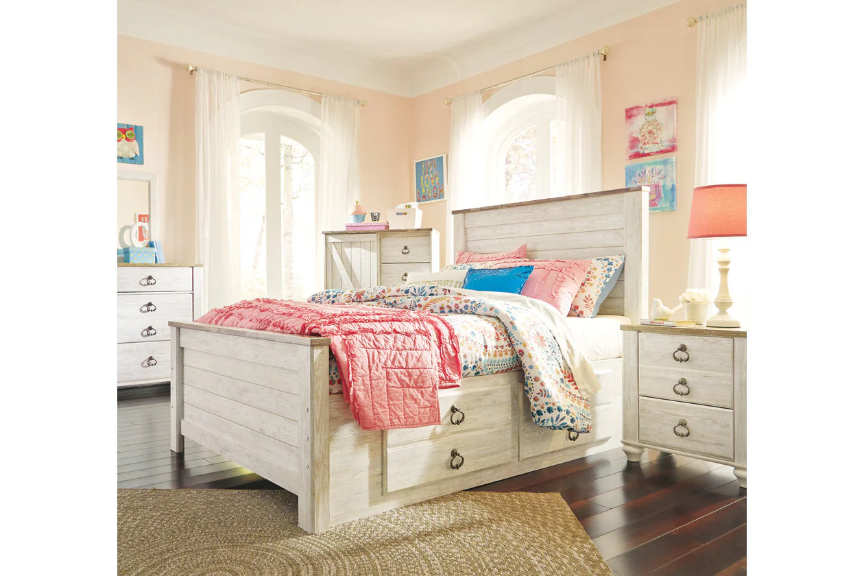 Willowton Whitewash Full Storage Platform Bed with 2 Drawers - Image 3