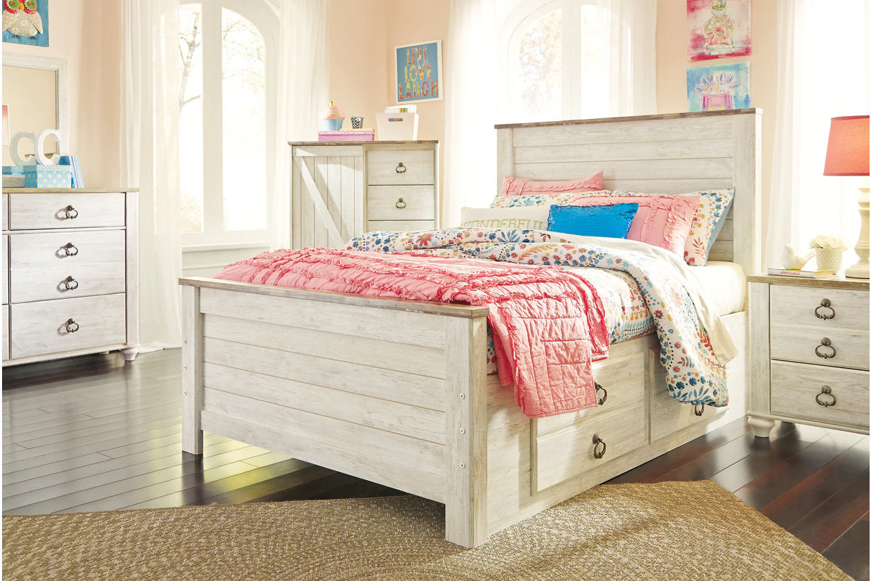 Willowton Whitewash Full Storage Platform Bed with 2 Drawers - Image 5