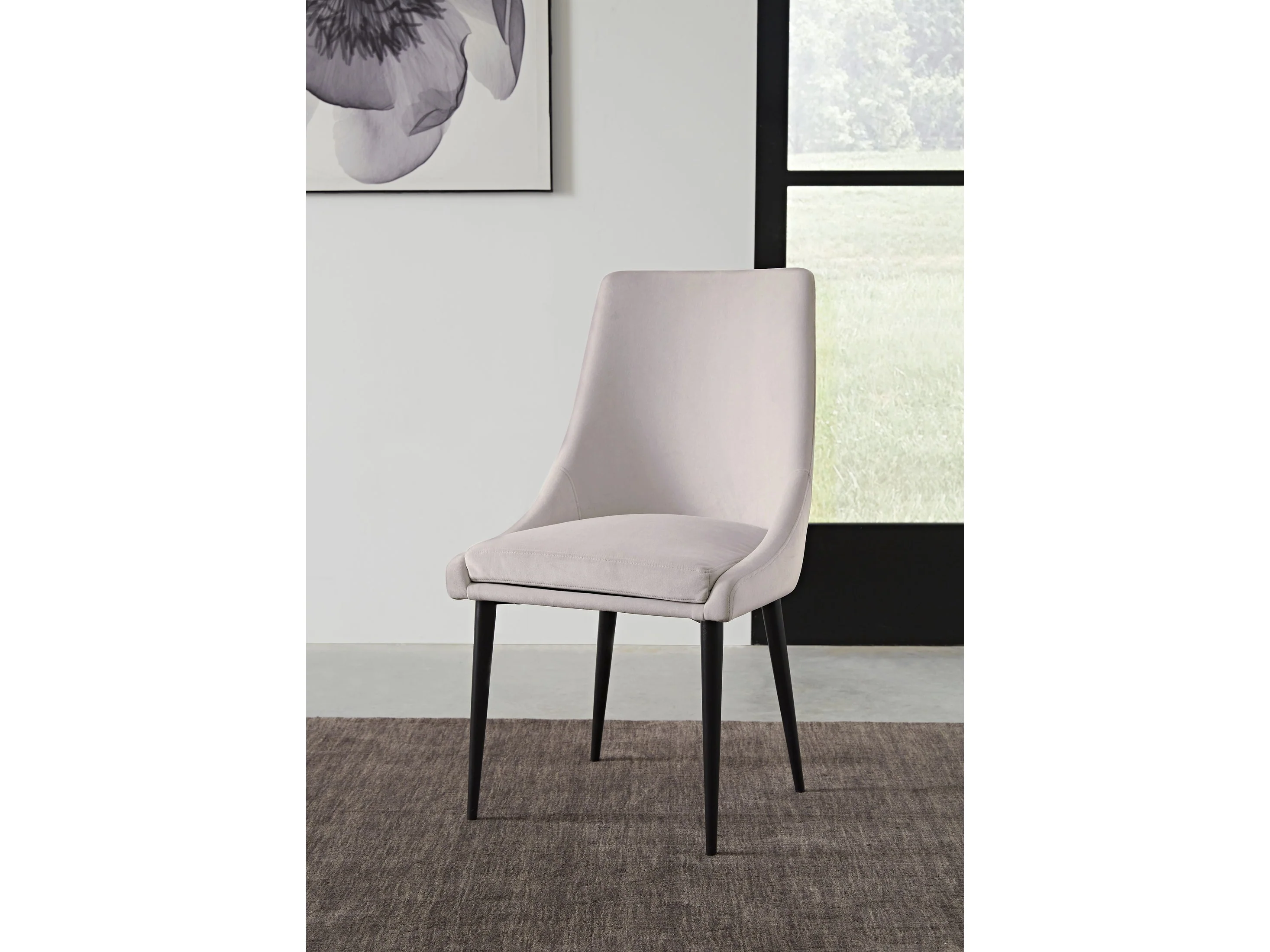 Winston Ash Grey/Black Upholstered Metal Leg Dining Chair (Set of 2)