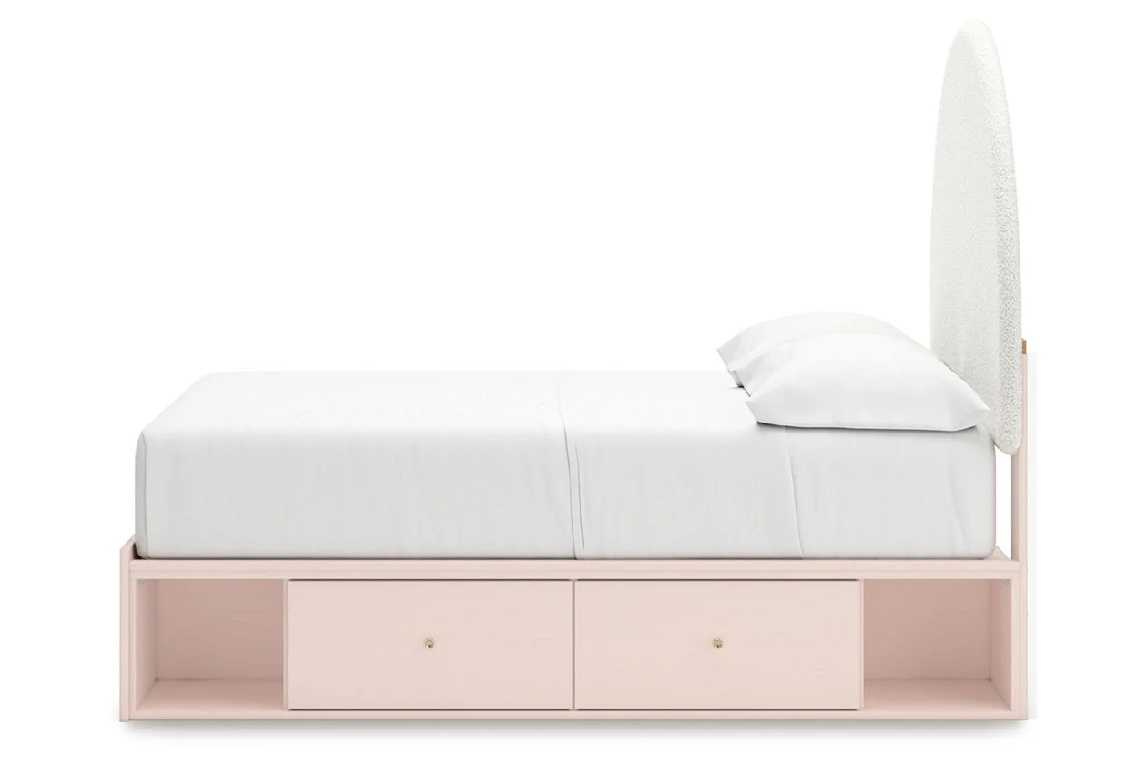 Wistenpine Blush Full Upholstered Storage Platform Bed with 2 Drawers - Image 8