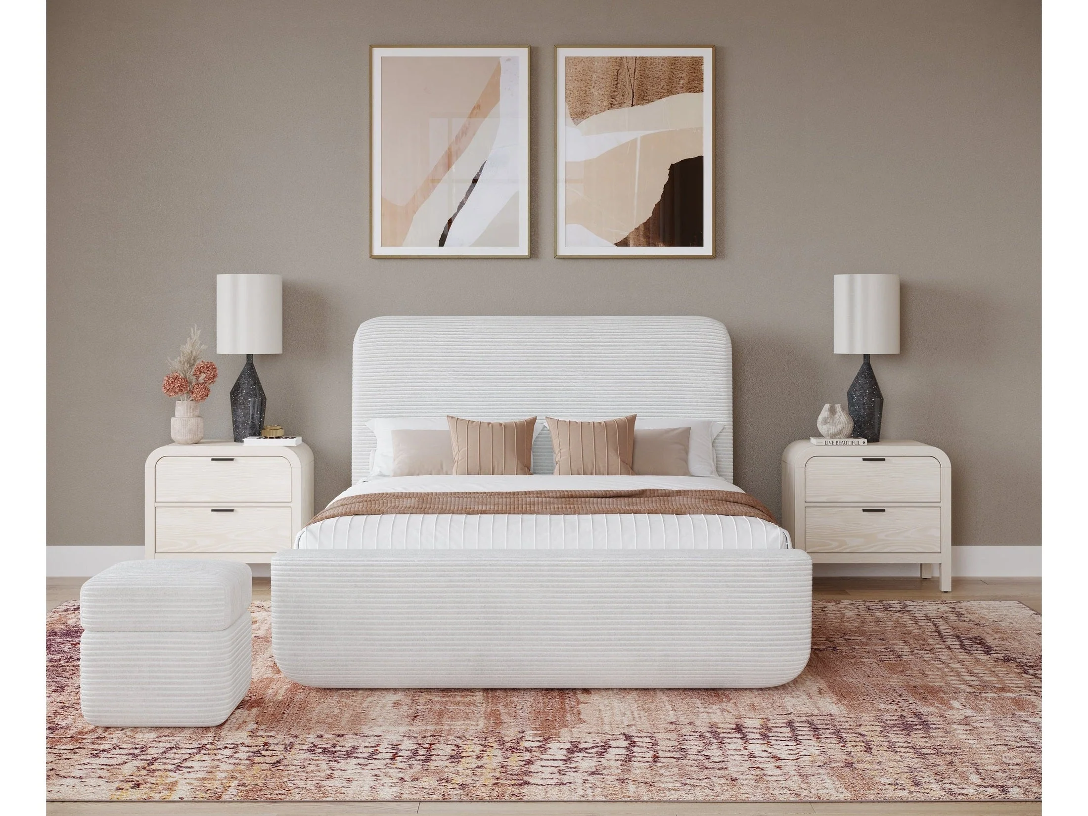 Wisteria Full Upholstered Platform Bed in Frosty Corduroy