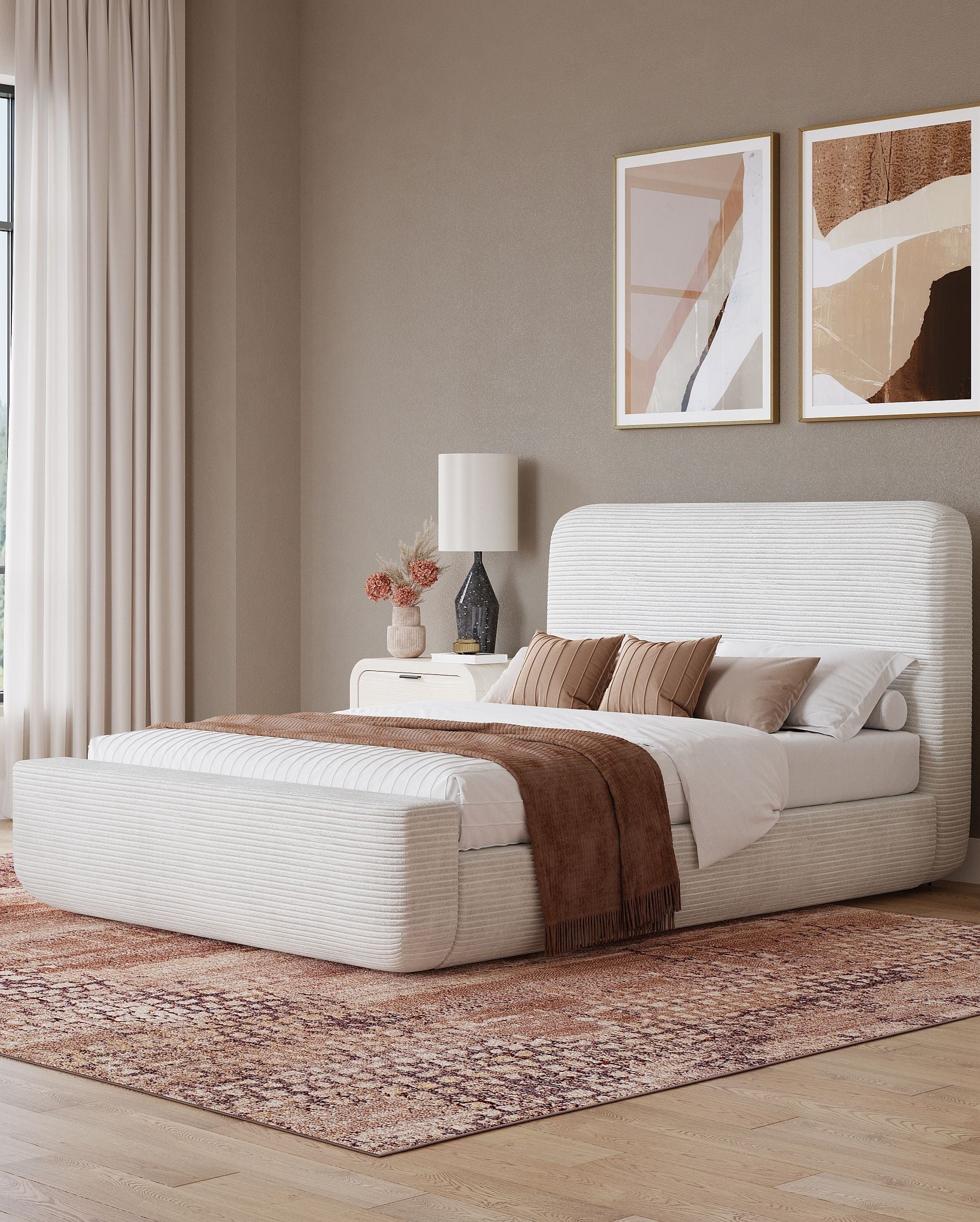 Wisteria Full Upholstered Platform Bed in Frosty Corduroy - Image 2