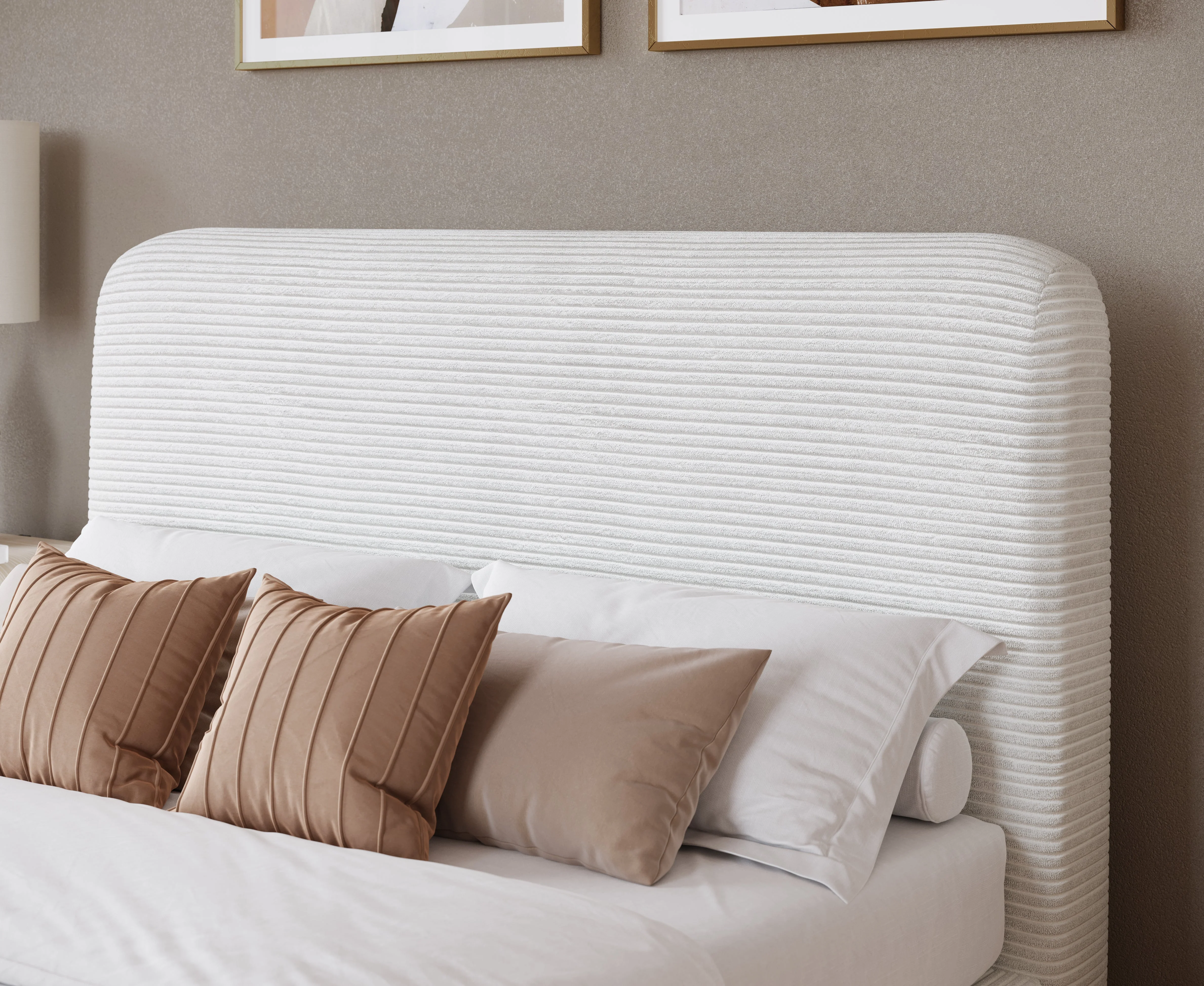 Wisteria Full Upholstered Platform Bed in Frosty Corduroy - Image 3