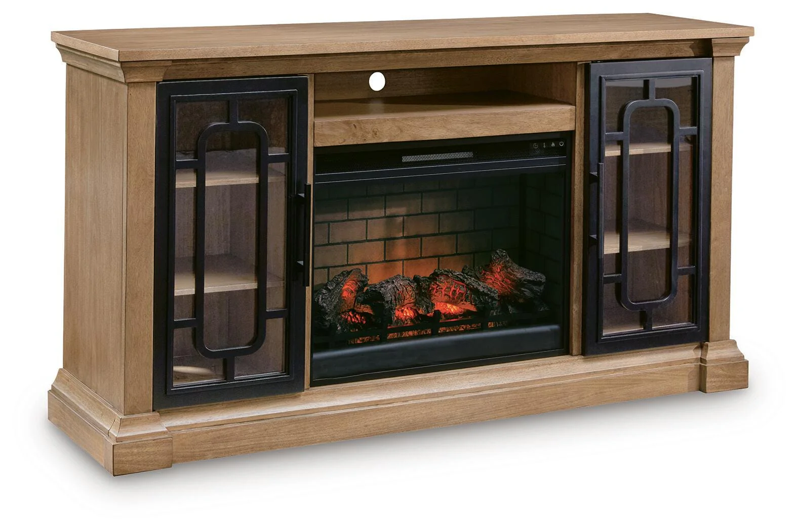 Wittenmyer Natural/Black 72" TV Stand with Electric Fireplace