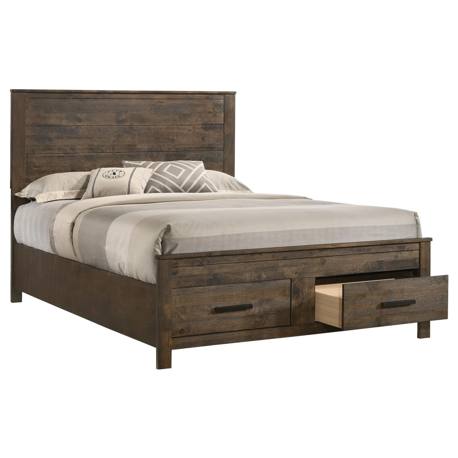 Woodmont California King Storage Bed Rustic Golden Brown - Image 2