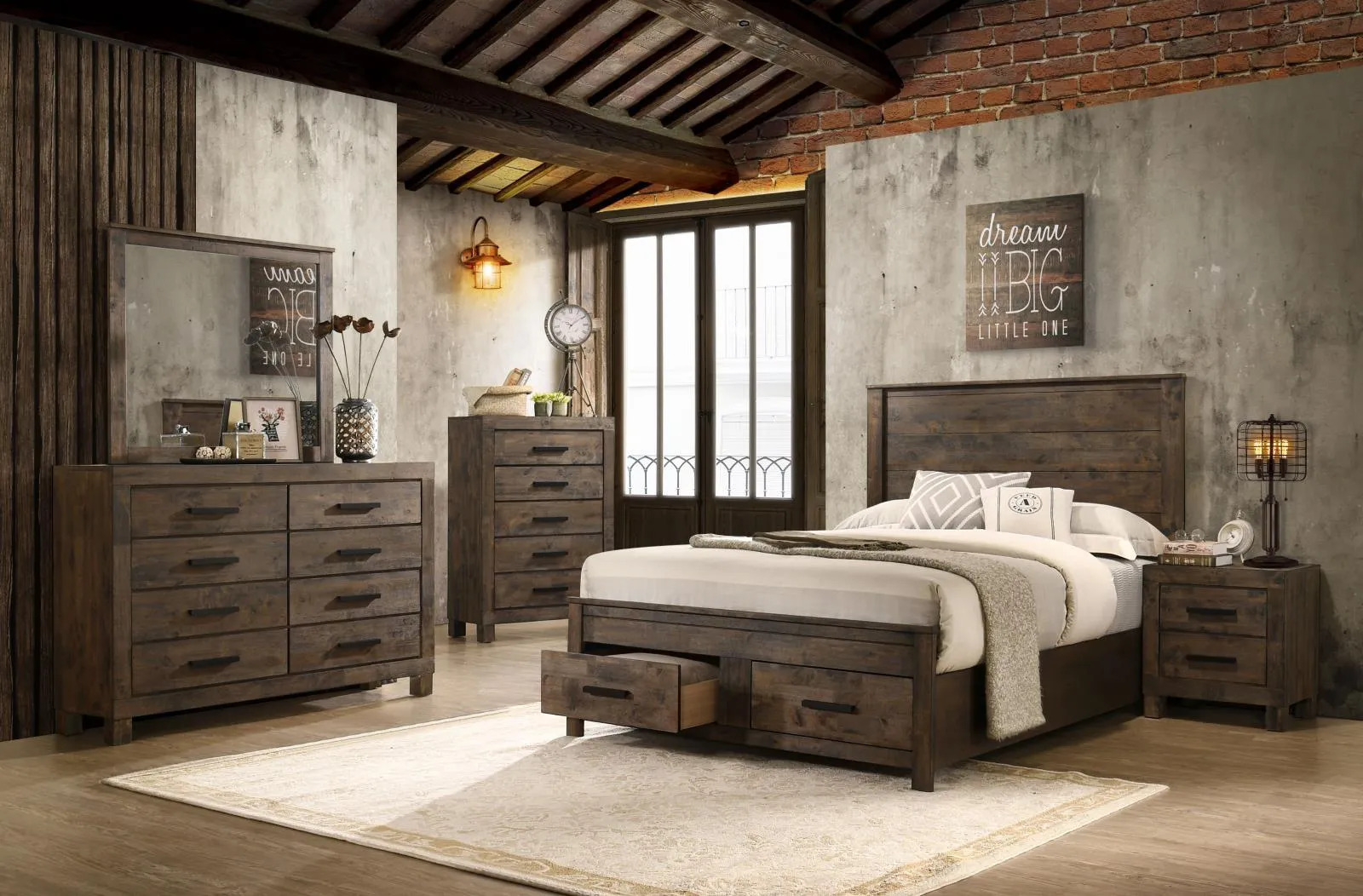 Woodmont Rustic Golden Brown Queen Storage Bed - Image 6
