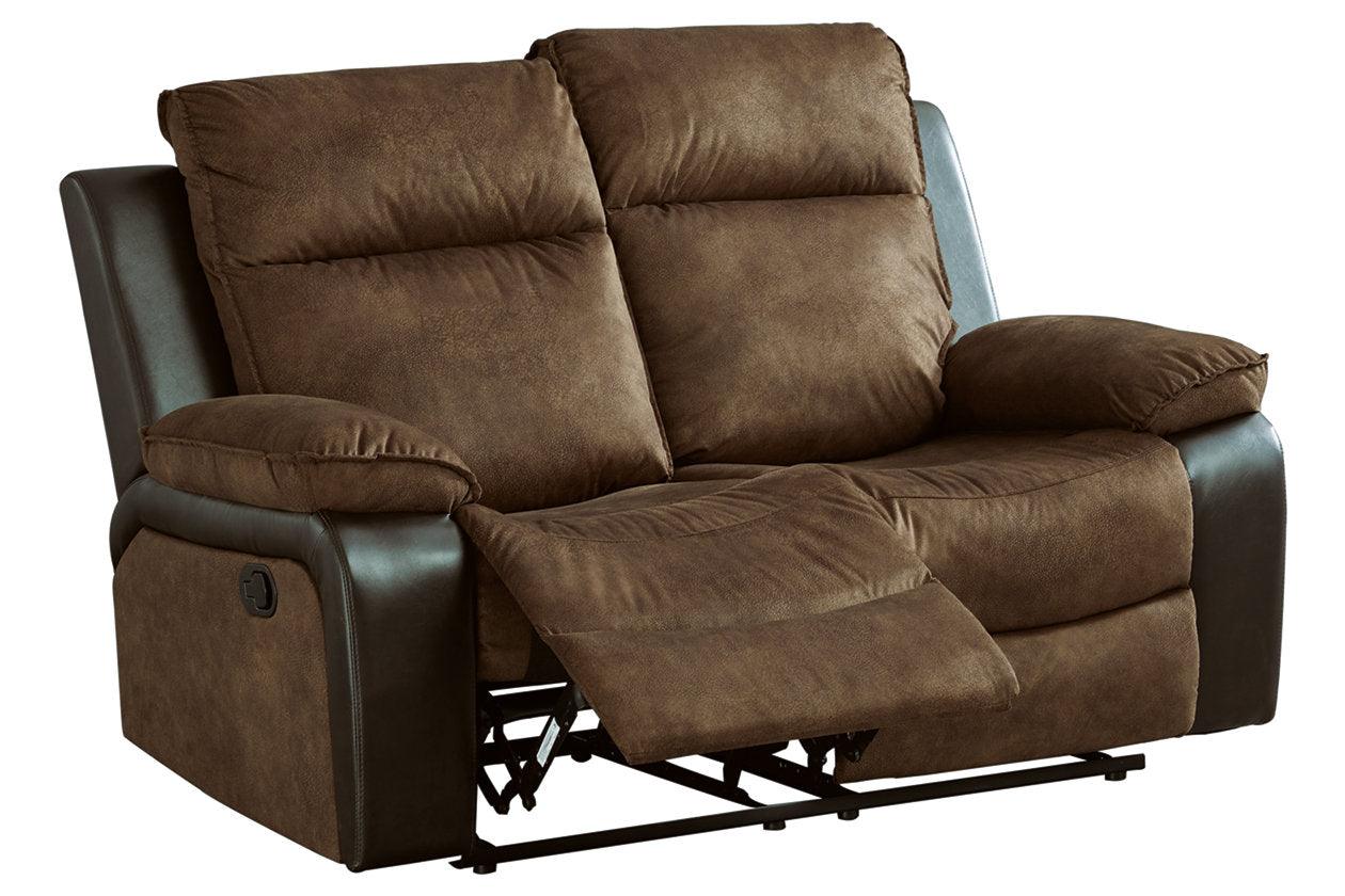 Woodsway Brown Manual Reclining Loveseat - Image 8