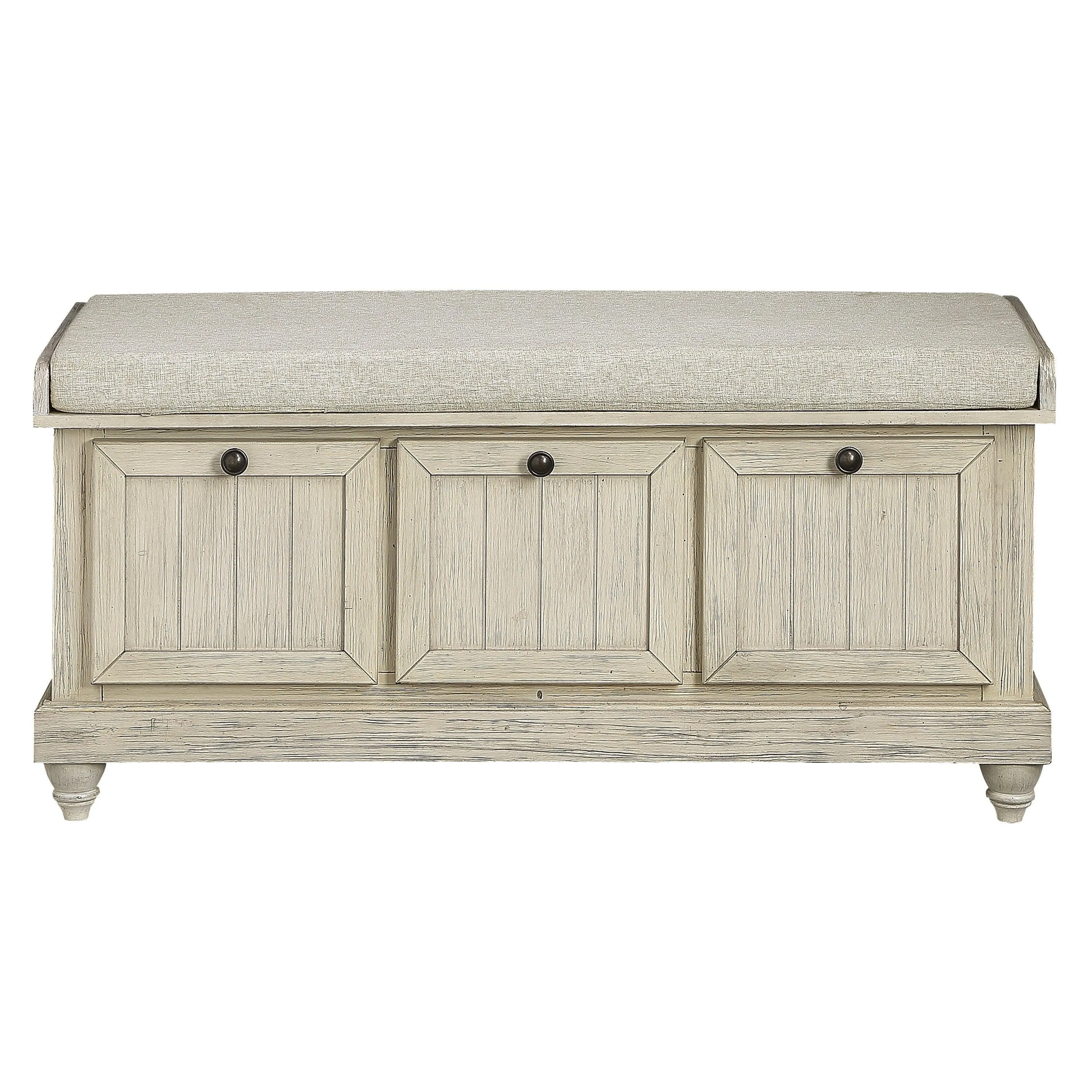 Woodwell Antique White Lift Top Storage Bench - Image 2