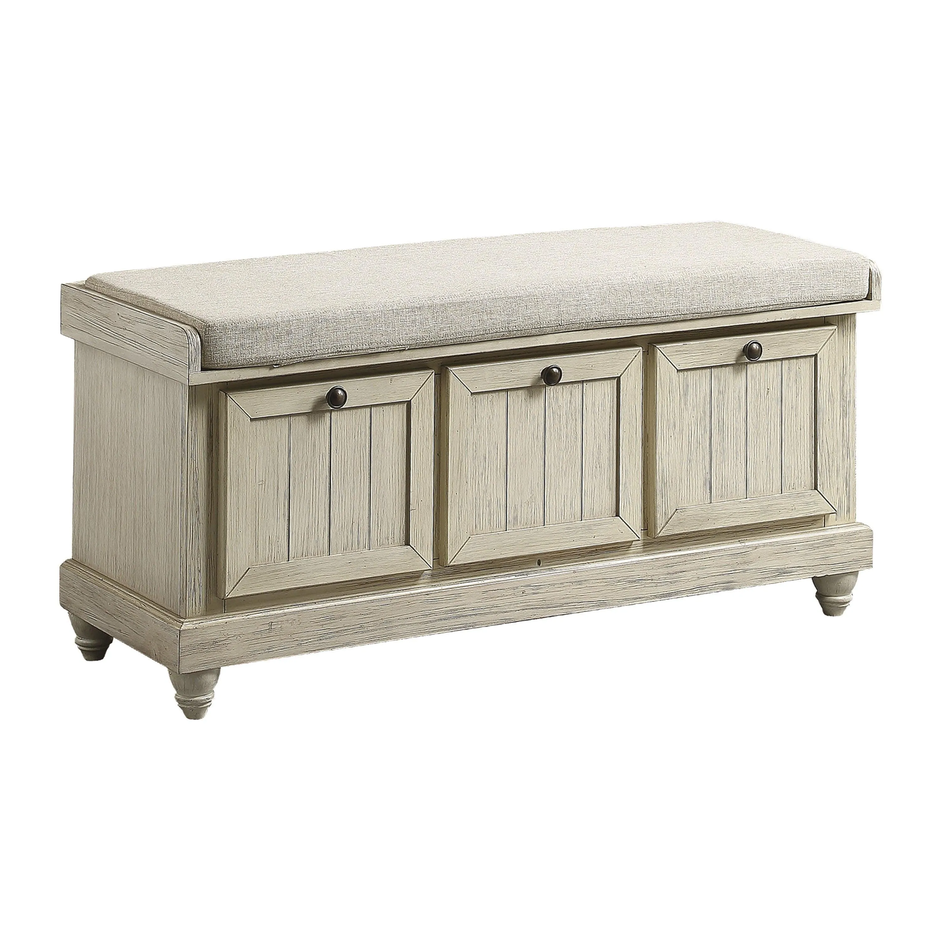 Woodwell Antique White Lift Top Storage Bench - Image 3