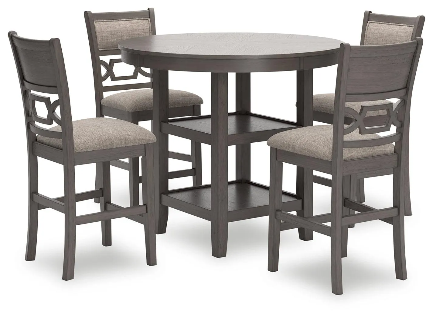 Wrenning Gray Counter Height Dining Table and 4 Bar Stools