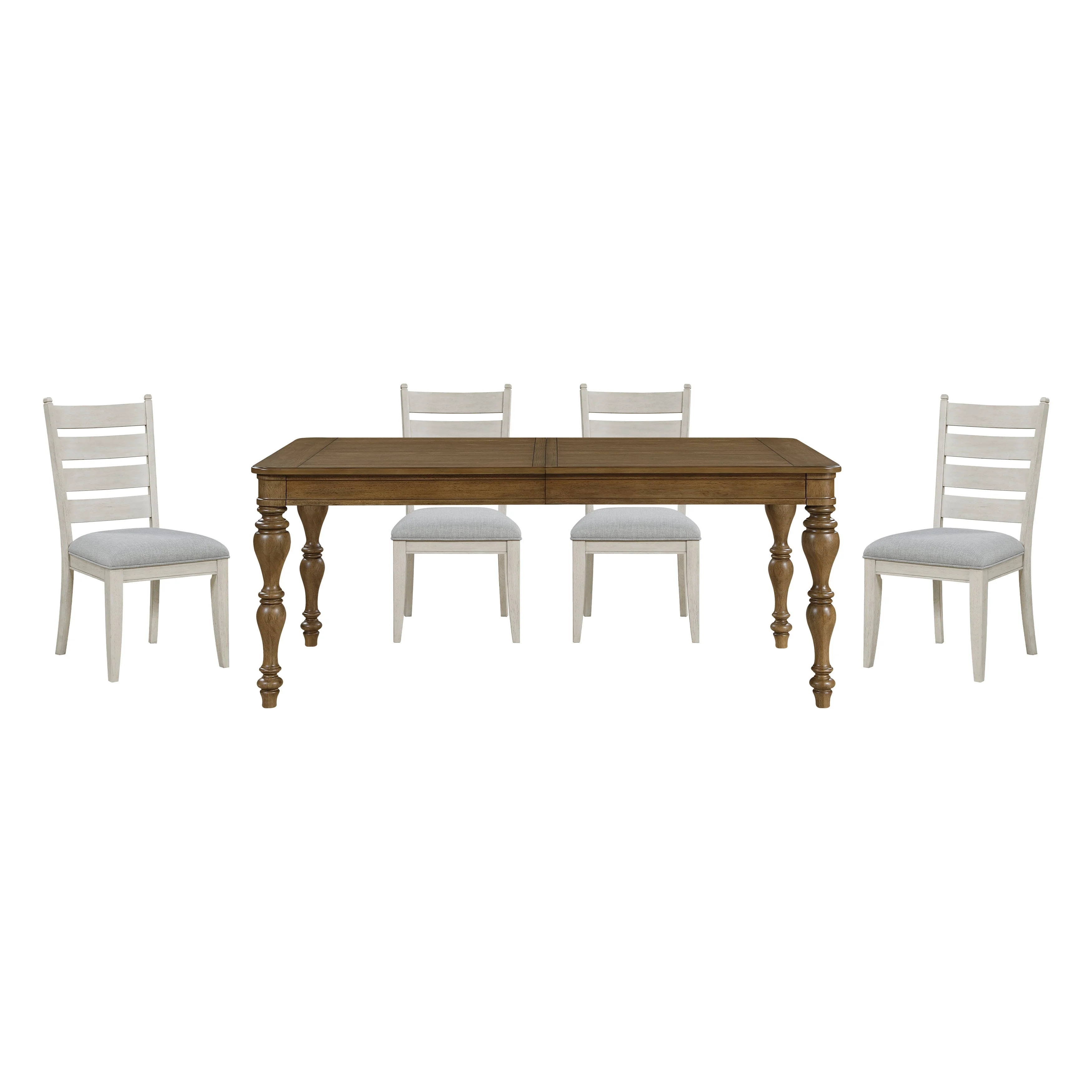 Wyatt Brown Weathered White & Gray 91" Extendable Dining Room Set - Image 4