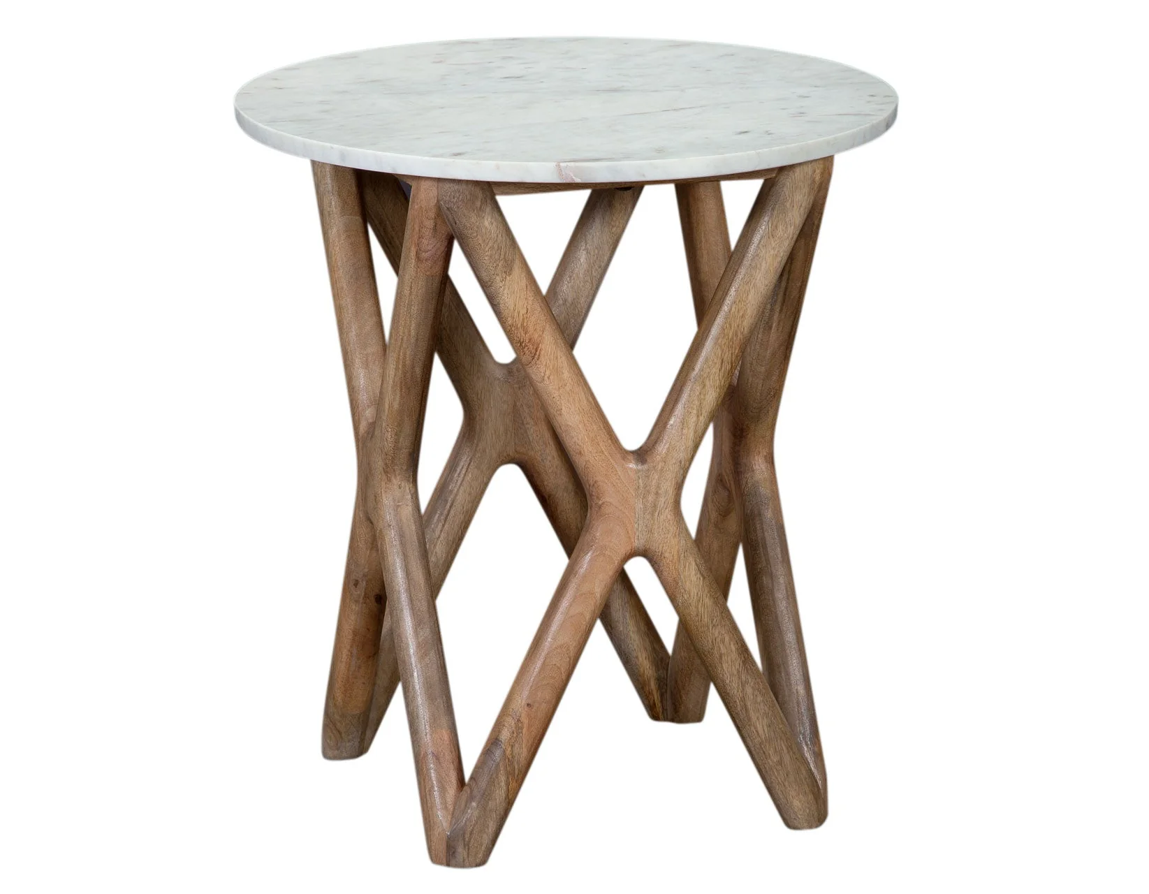 Wyman Banswara 20″ Round White Marble Top End Table - Image 5