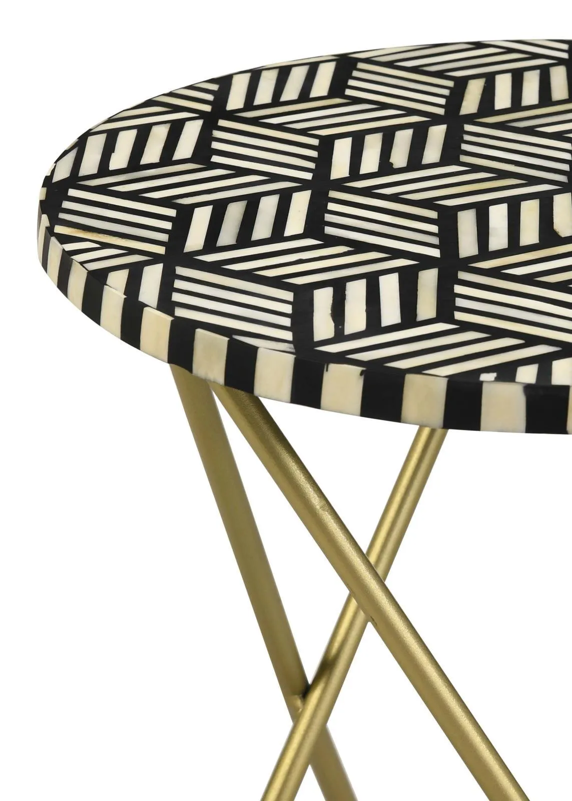 Xenia Black/White Round Accent Table with Hairpin Legs - Image 4