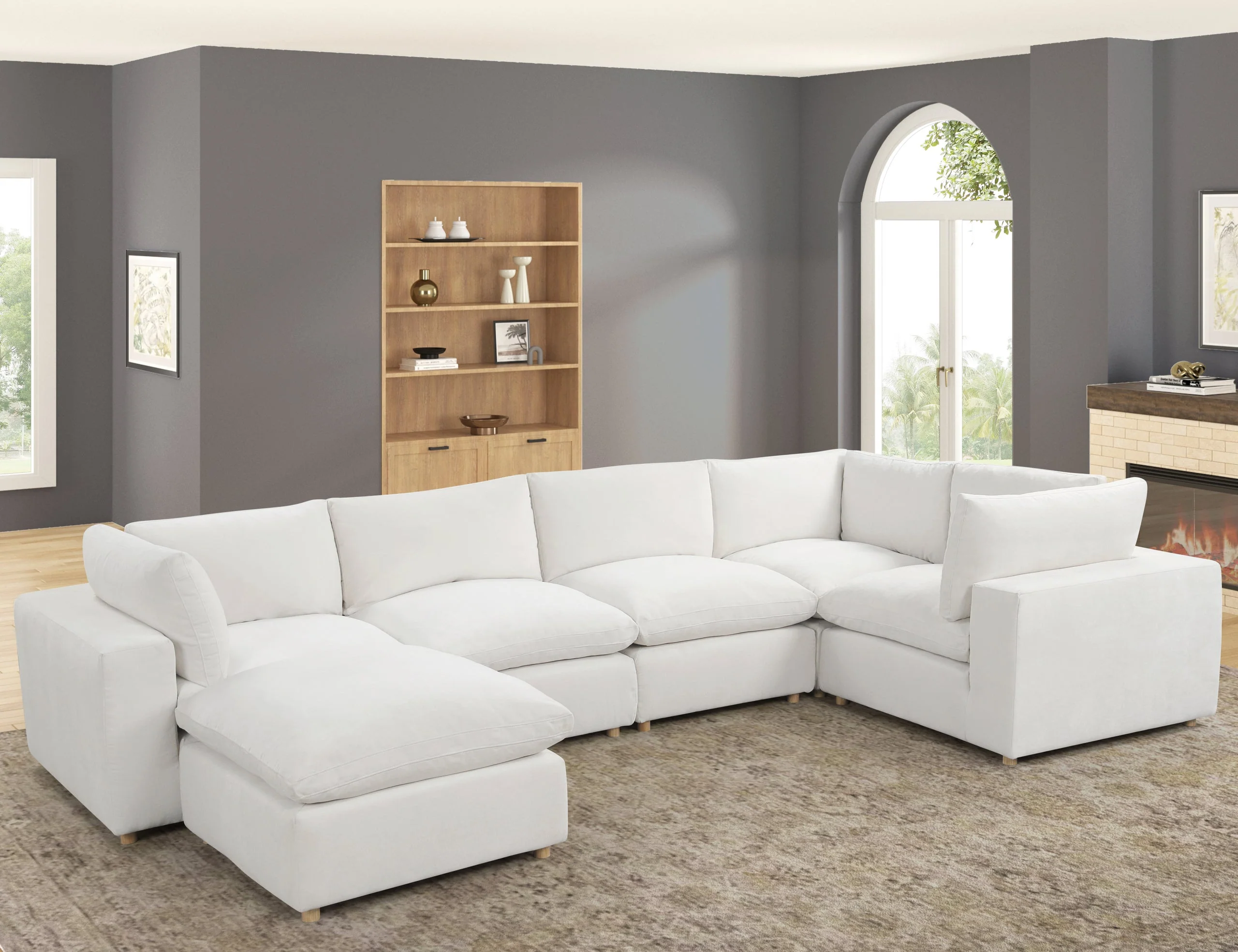 XL Cloud Beige Sectional with Ottoman