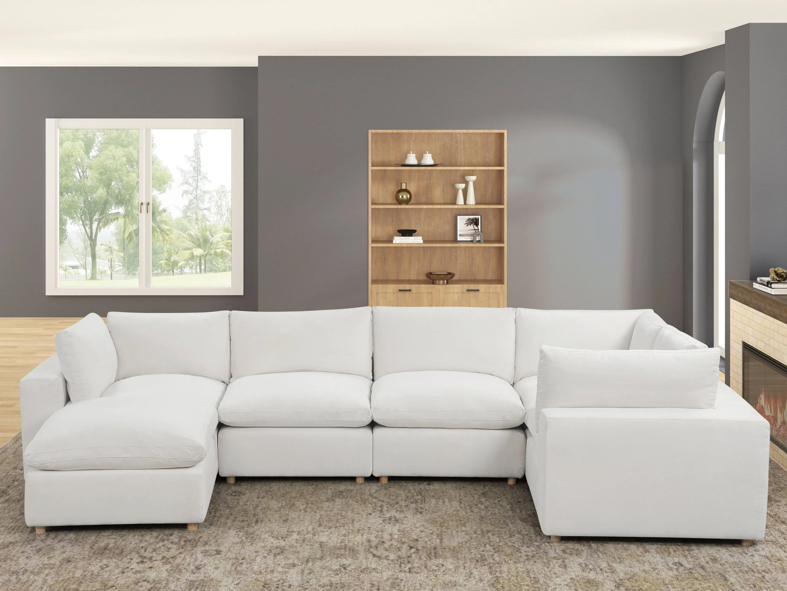 XL Cloud Beige Sectional with Ottoman - Image 2