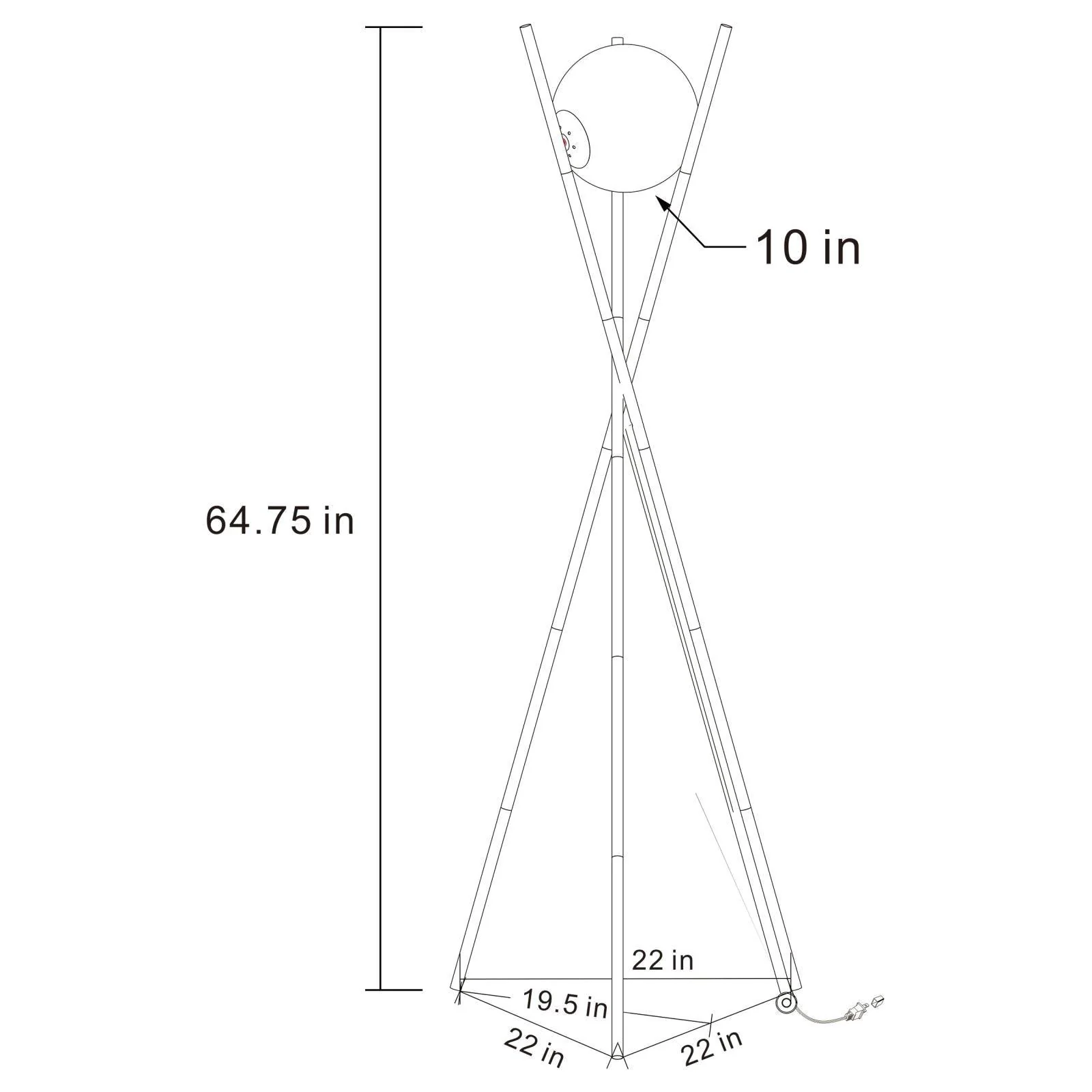 Yamileth Gold Tripod Floor Lamp - Image 6