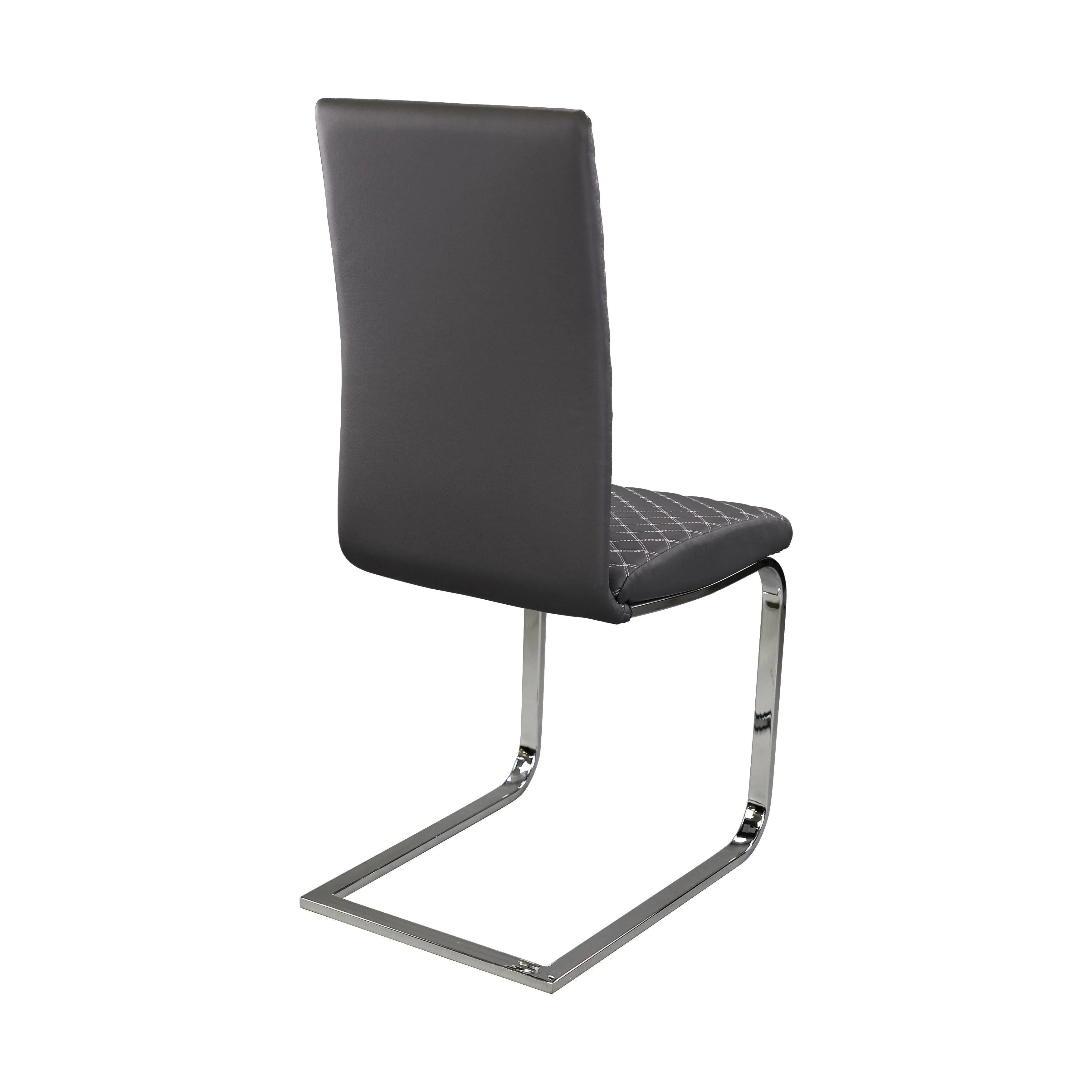 Yannis Chrome Metal/Gray Faux Leather Side Chair, Set of 2 - Image 3