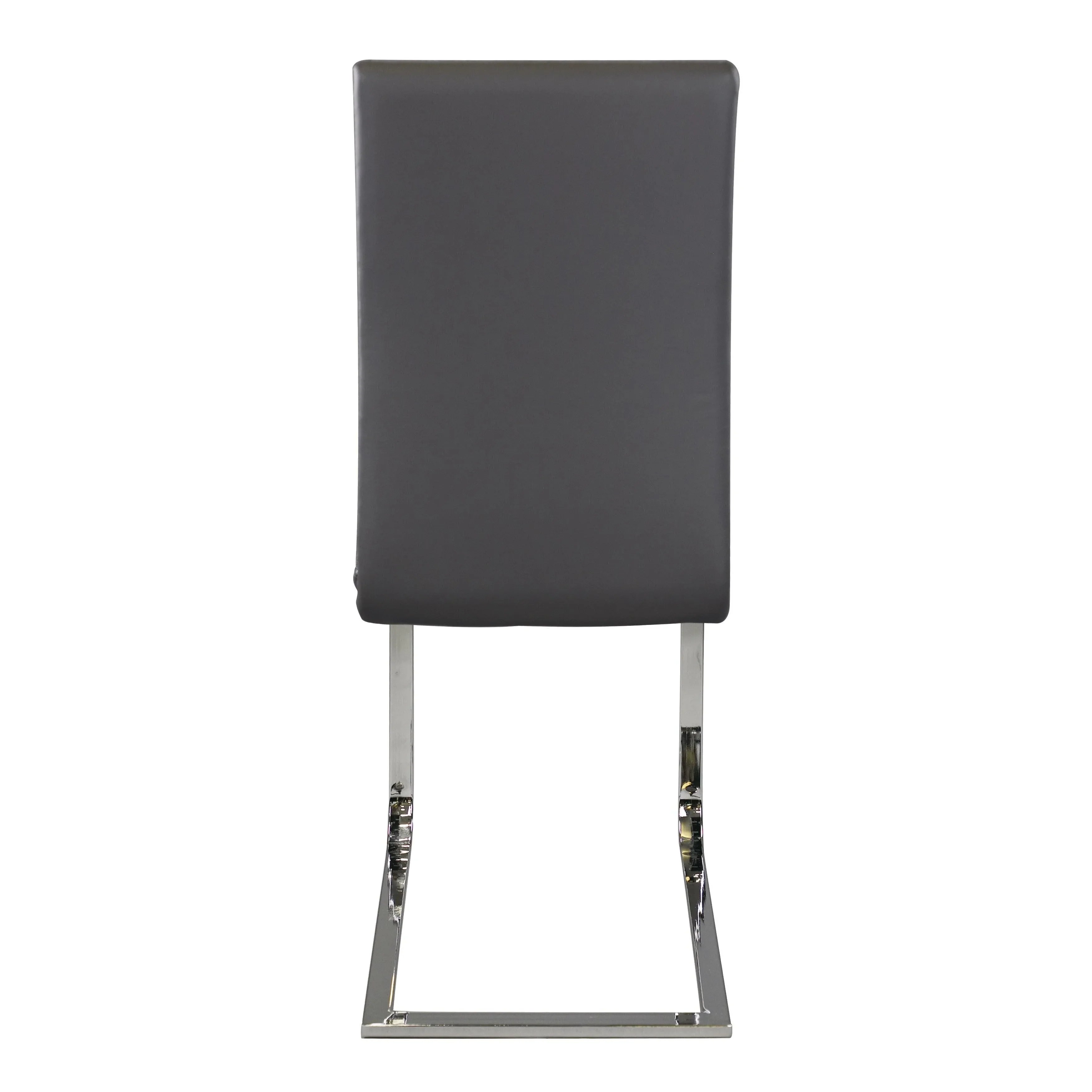 Yannis Chrome Metal/Gray Faux Leather Side Chair, Set of 2 - Image 4