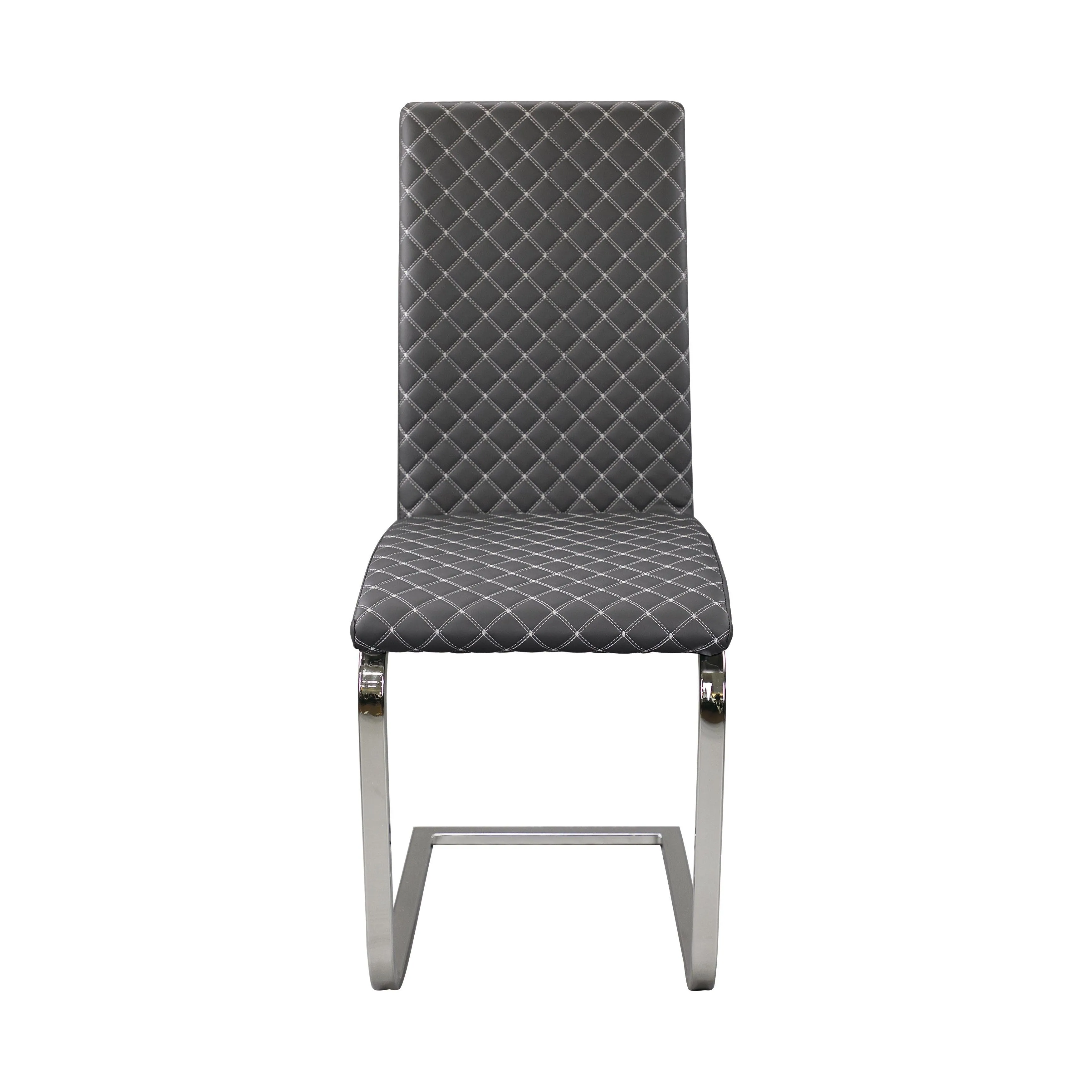 Yannis Chrome Metal/Gray Faux Leather Side Chair, Set of 2 - Image 6