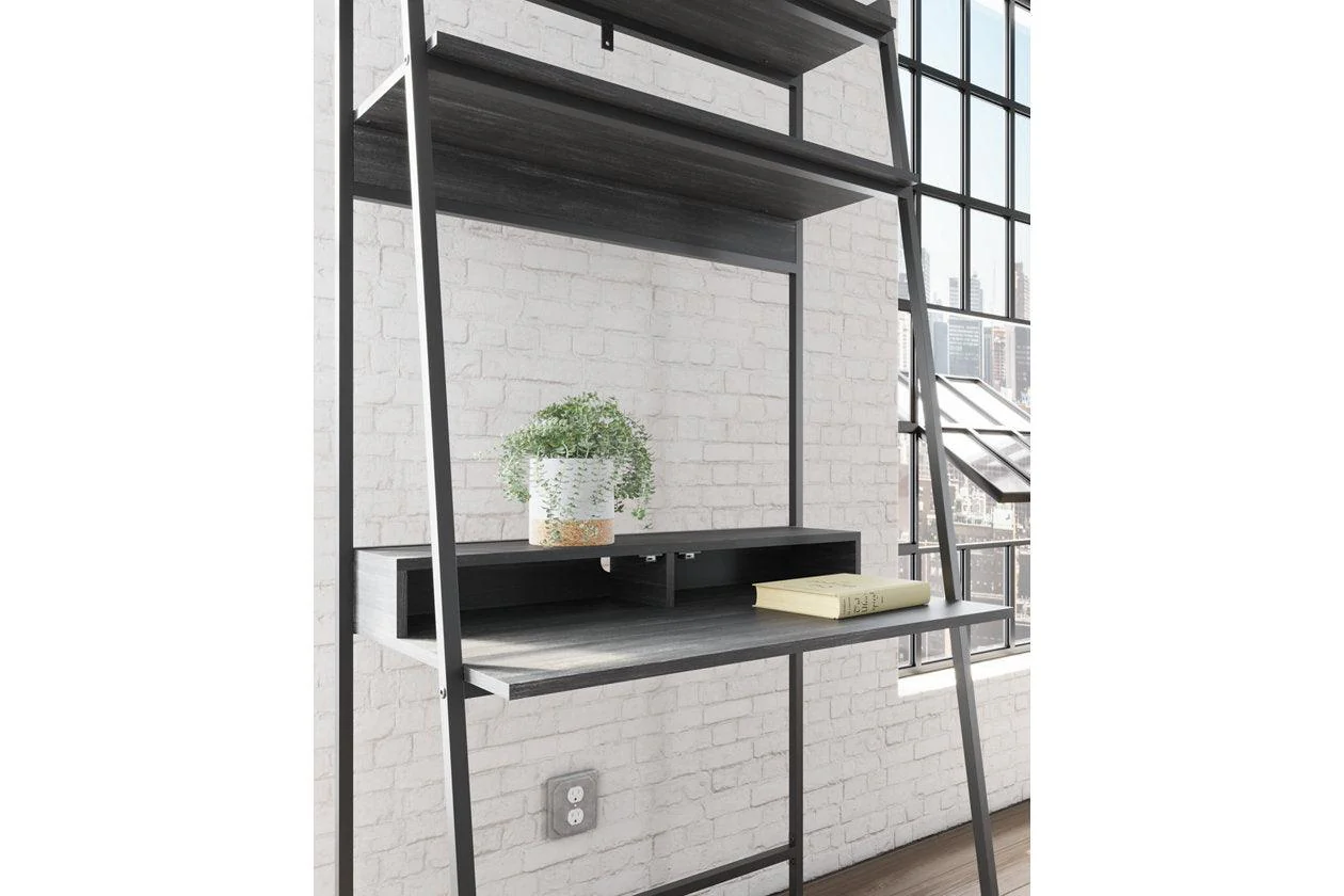 Yarlow Black 36" Home Office Desk with Shelf - Image 2
