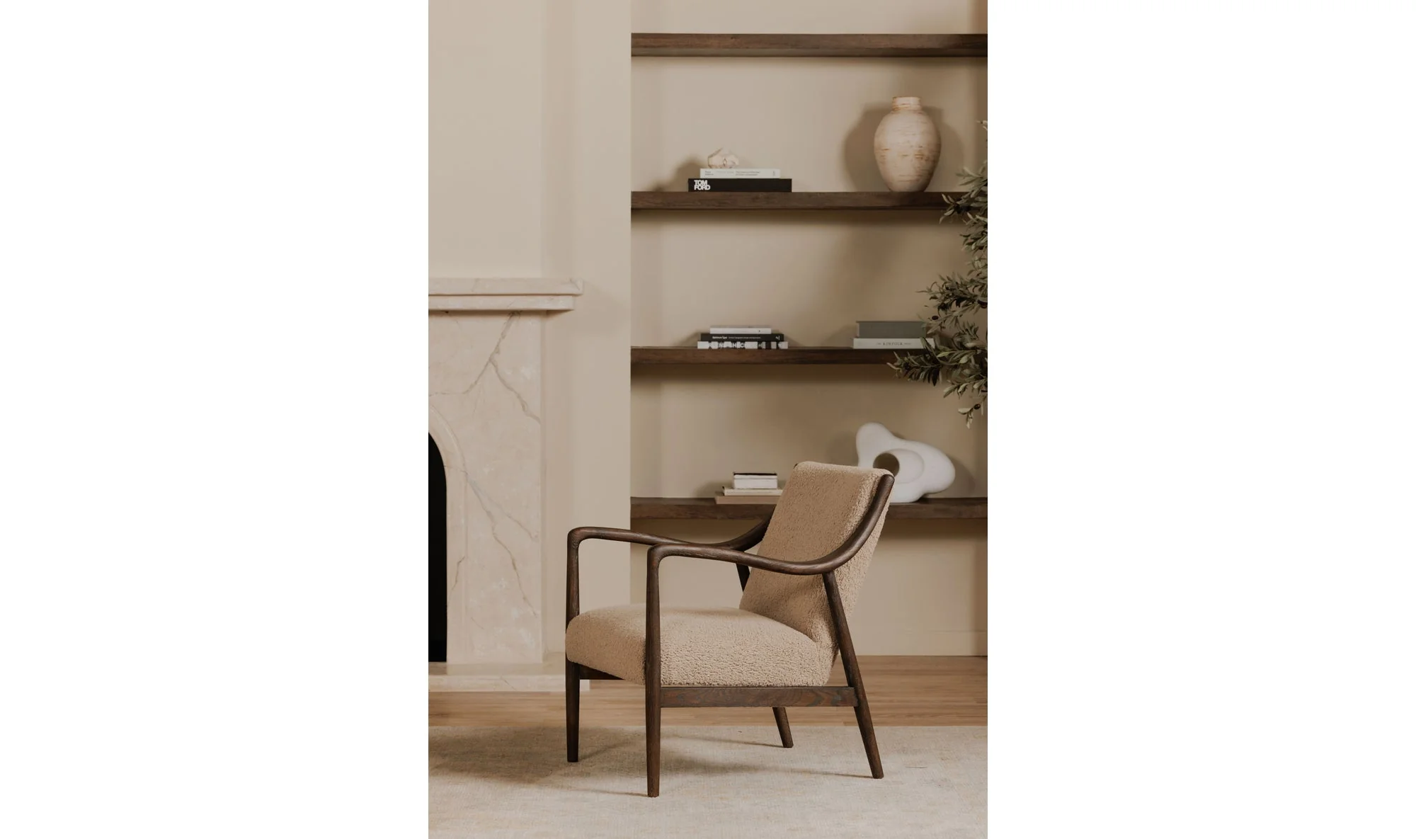 Yates Accent Chair Beige Faux Shearling - Image 4