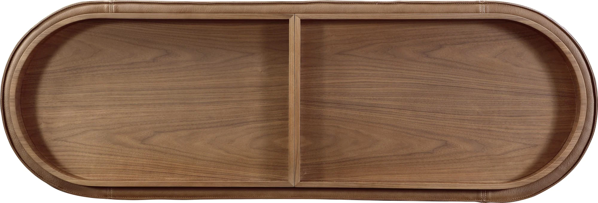 Yeal Sahara Leather Upholstered Storage Console Table with Wooden Tray Top - Image 7