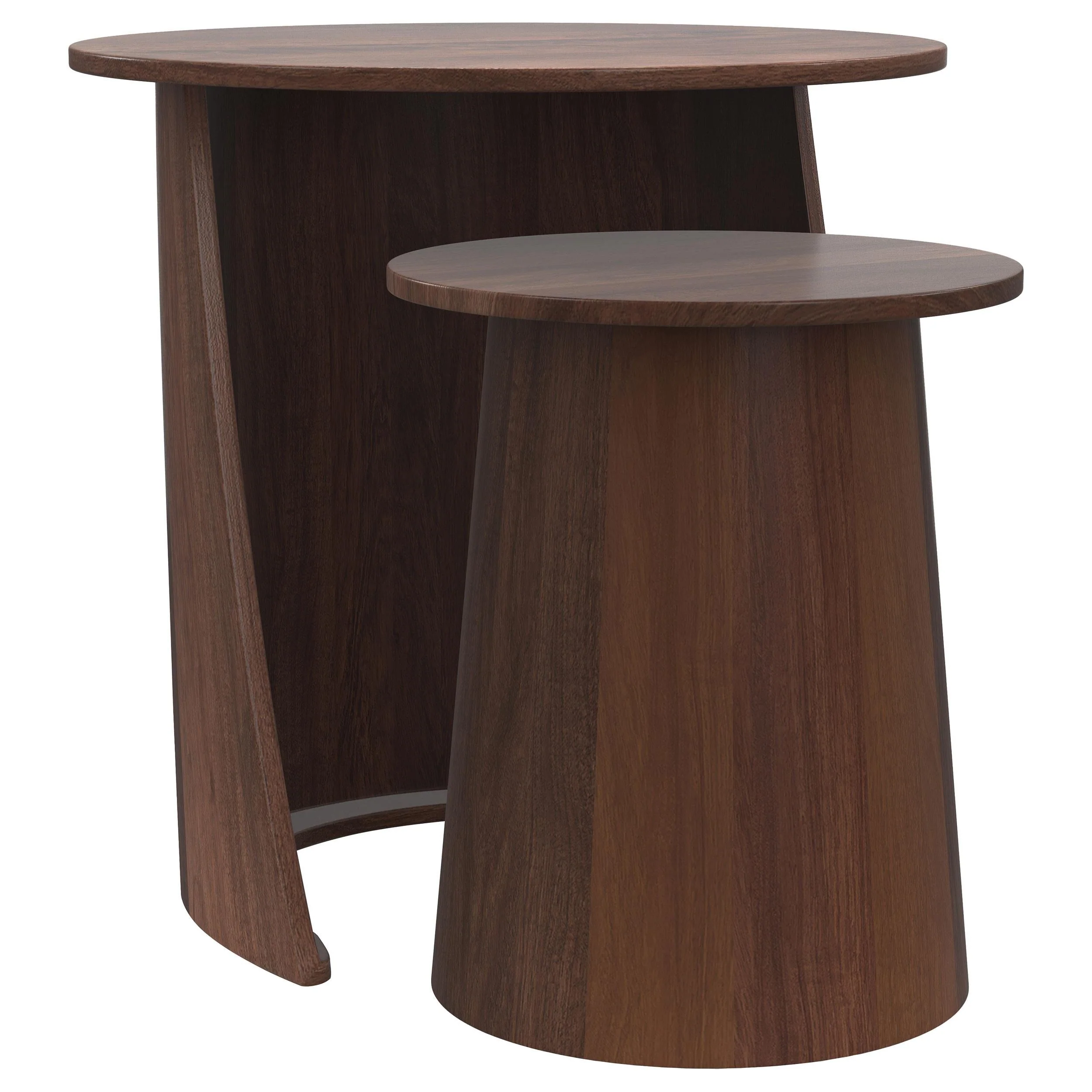 Yency Mango Brown 2-Piece Solid Wood Round Nesting Table - Image 2