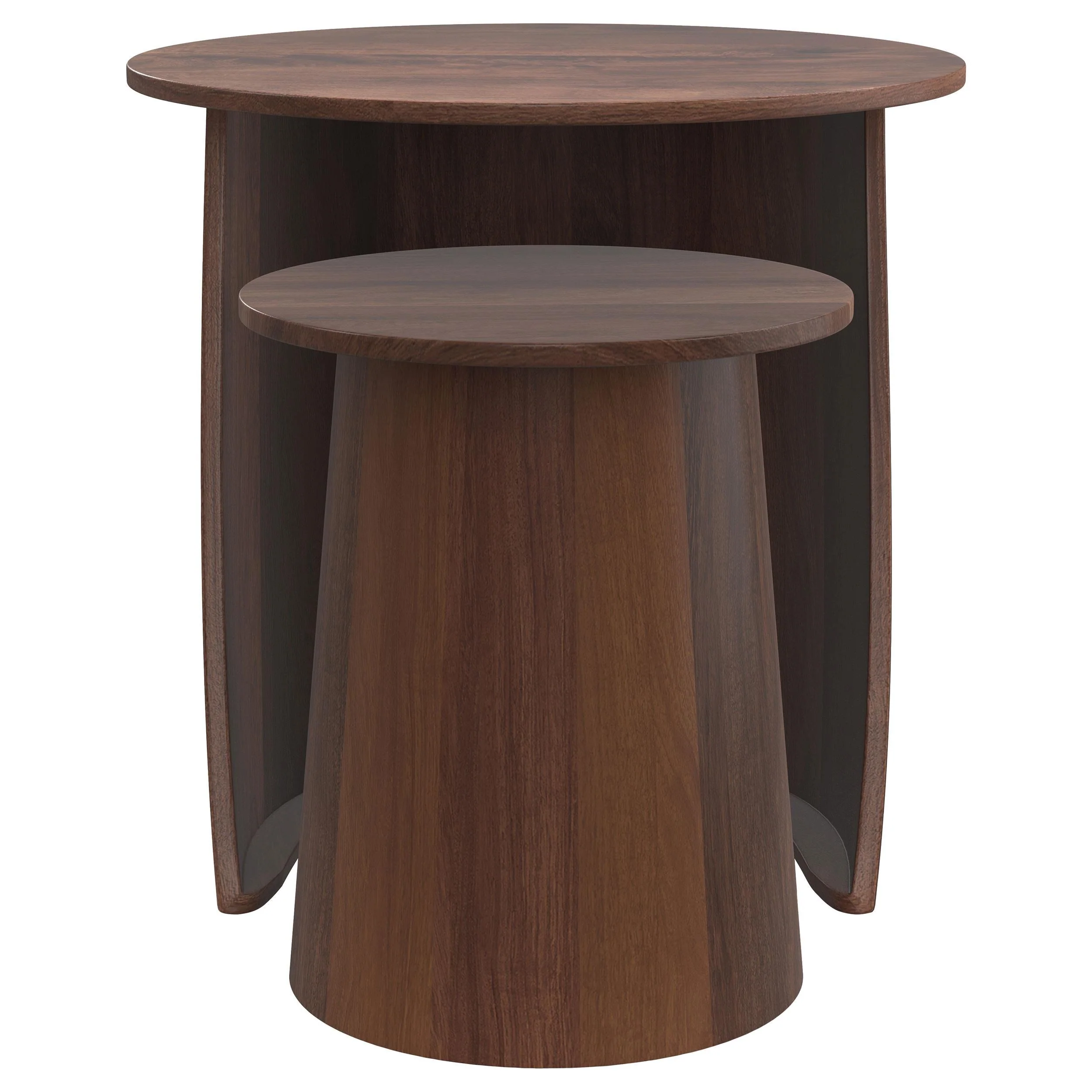 Yency Mango Brown 2-Piece Solid Wood Round Nesting Table - Image 3
