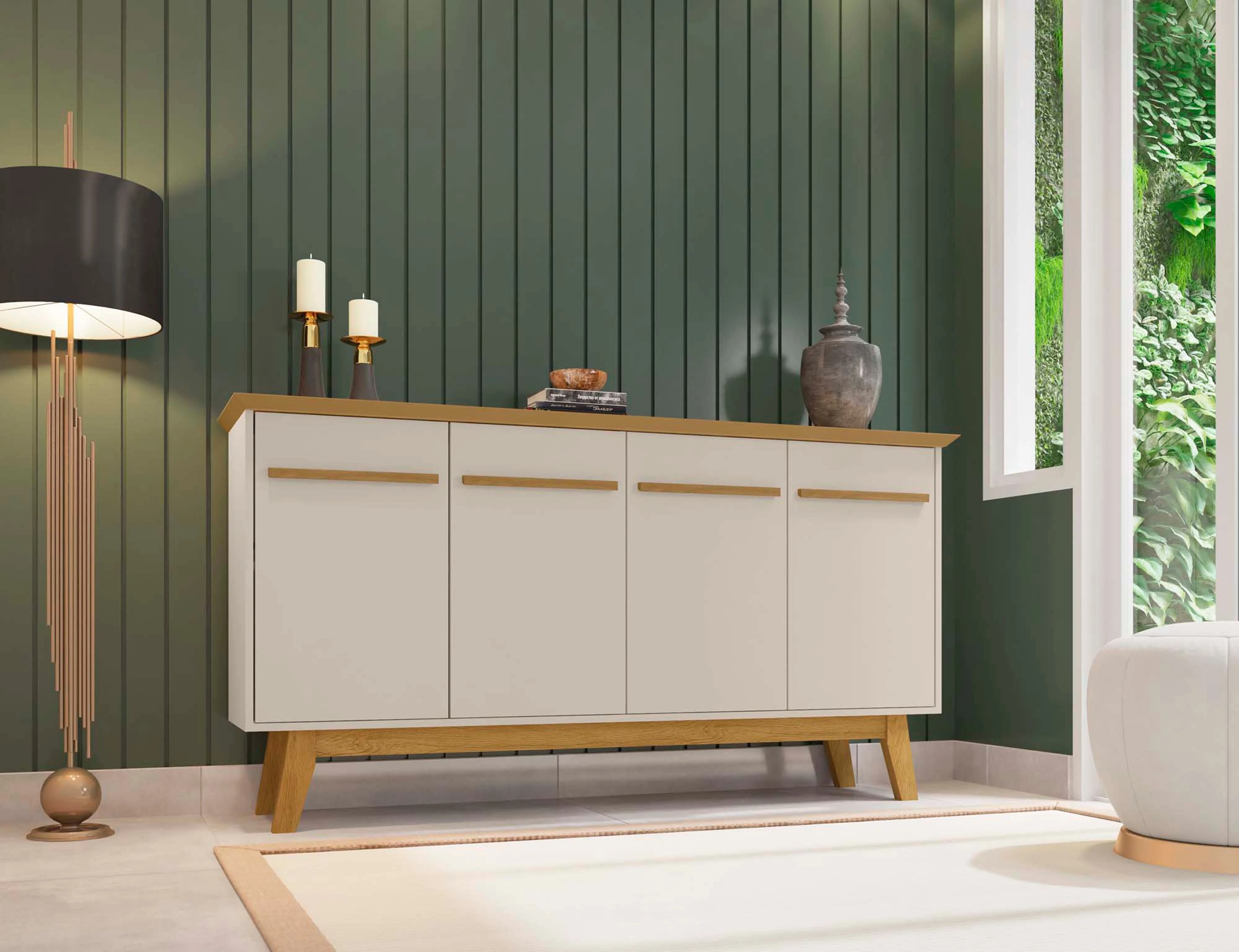 Yonkers 62.99 Sideboard in Off White and Cinnamon - Image 2