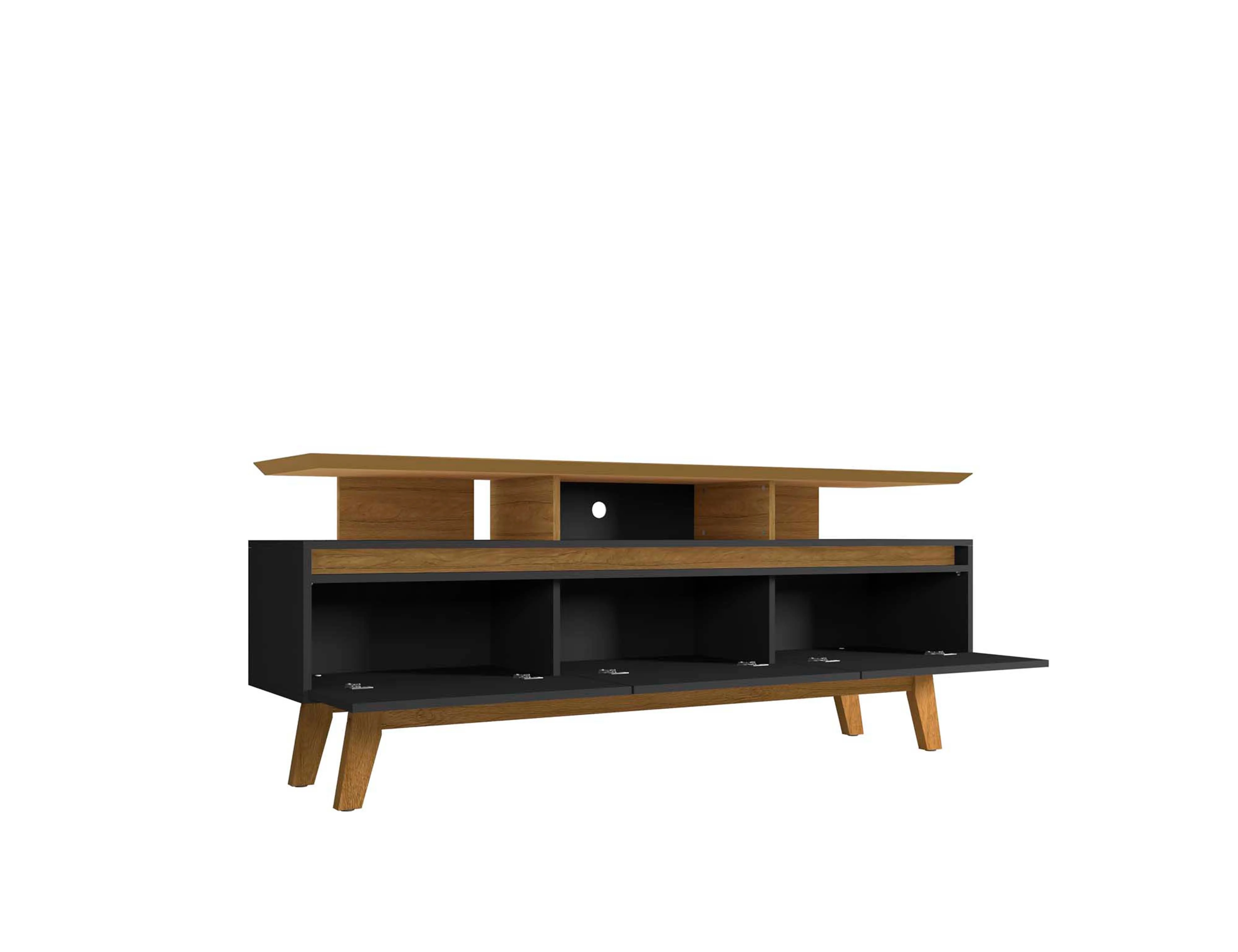 Yonkers 70.86 TV Stand in Black and Cinnamon - Image 4
