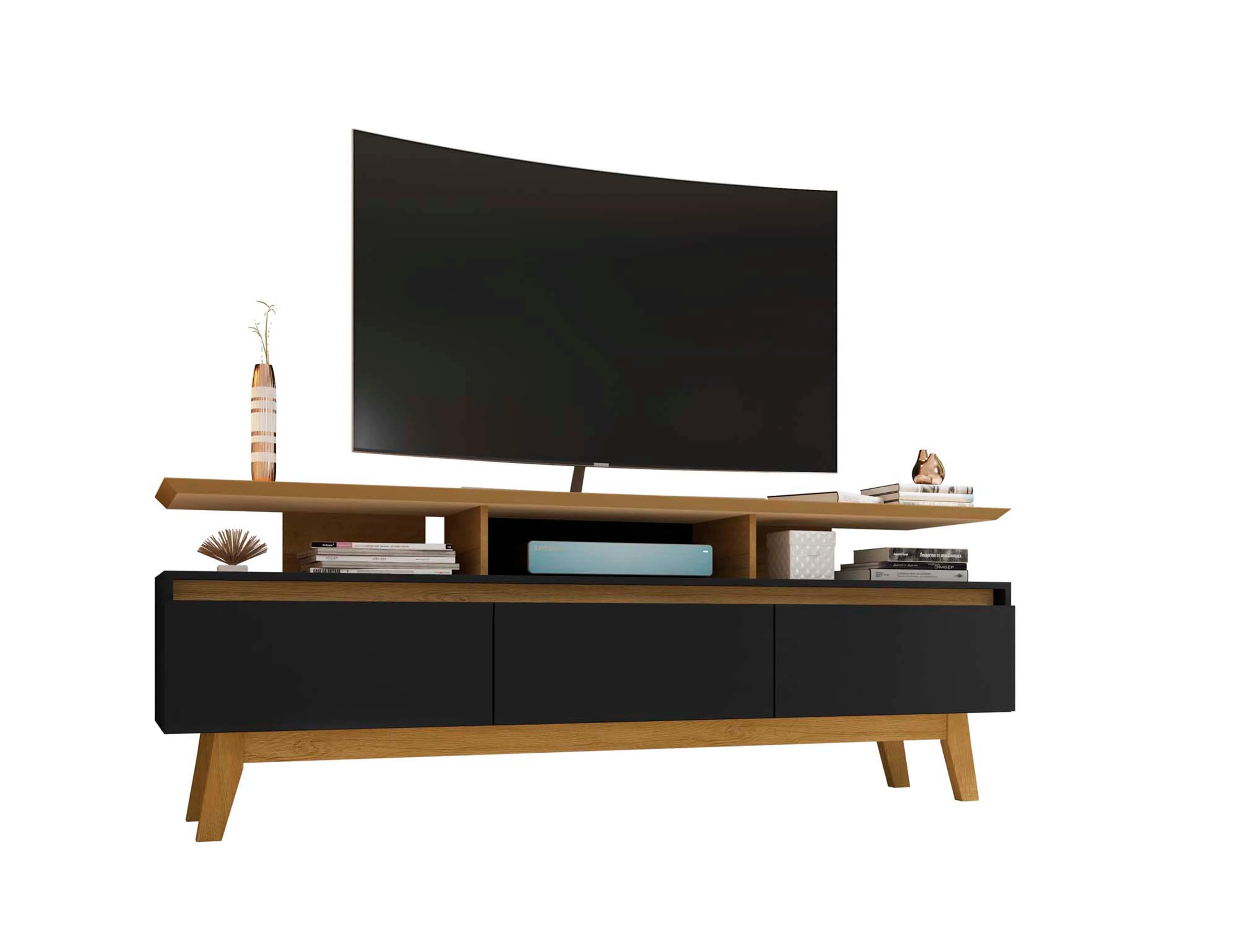Yonkers 70.86 TV Stand in Black and Cinnamon - Image 7