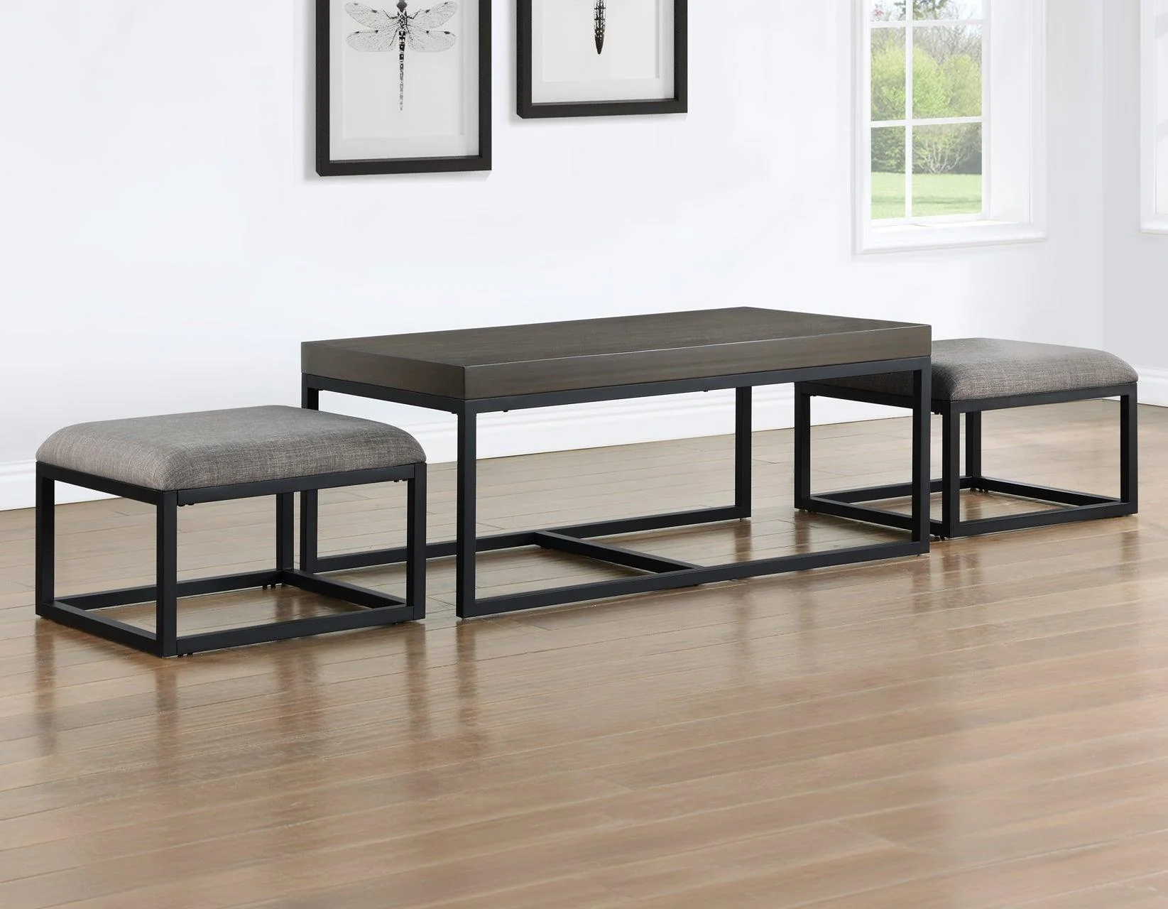 Yukon Rectangular Nesting Coffee Table with 2 Stools - Image 2