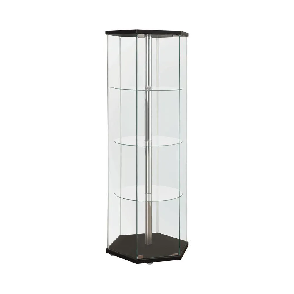 Zahavah Black/Clear 4-Shelf Hexagon Shaped Curio Cabinet - Image 2