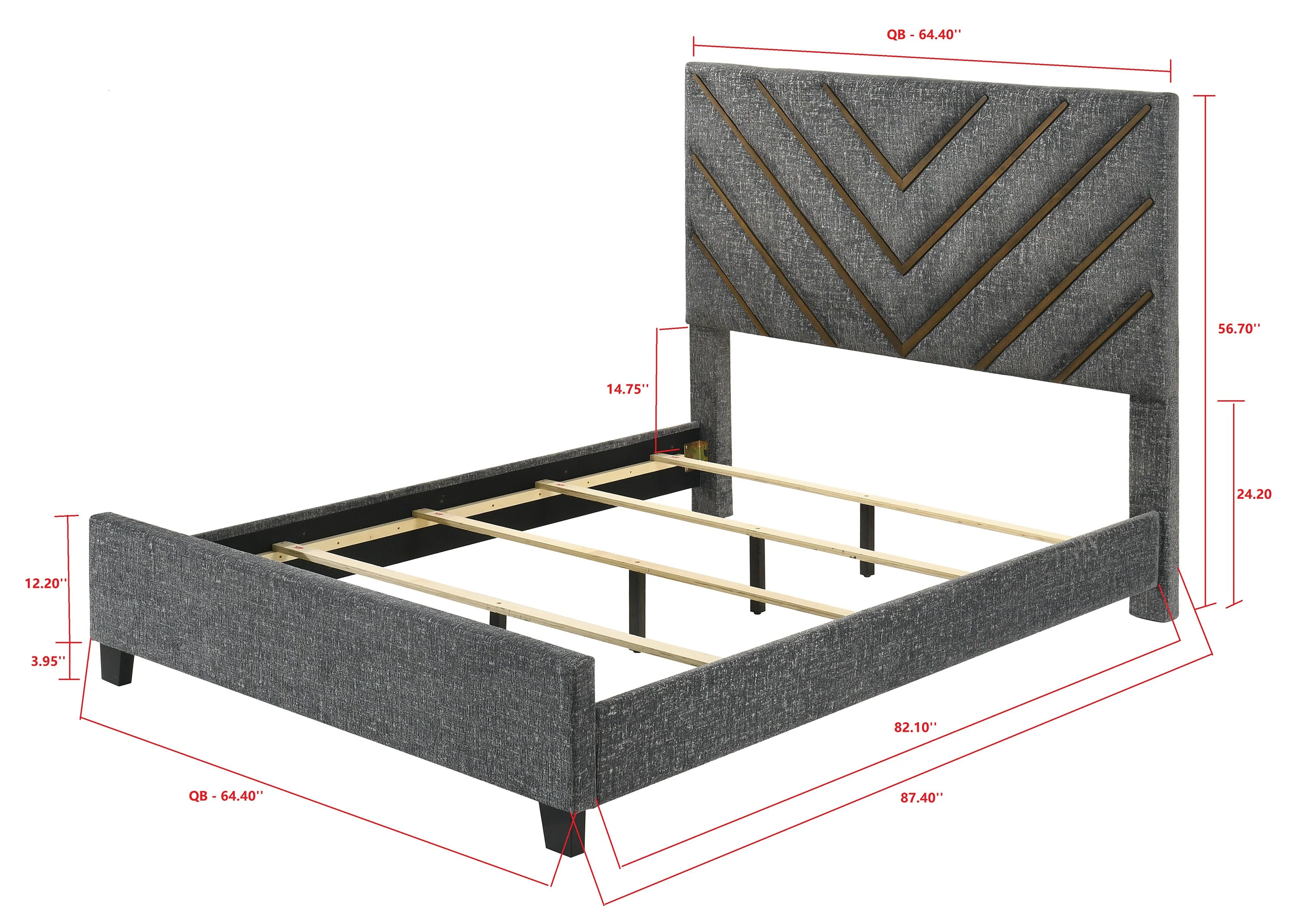 Zane Brown & Gray Upholstered Queen Bed - Image 4