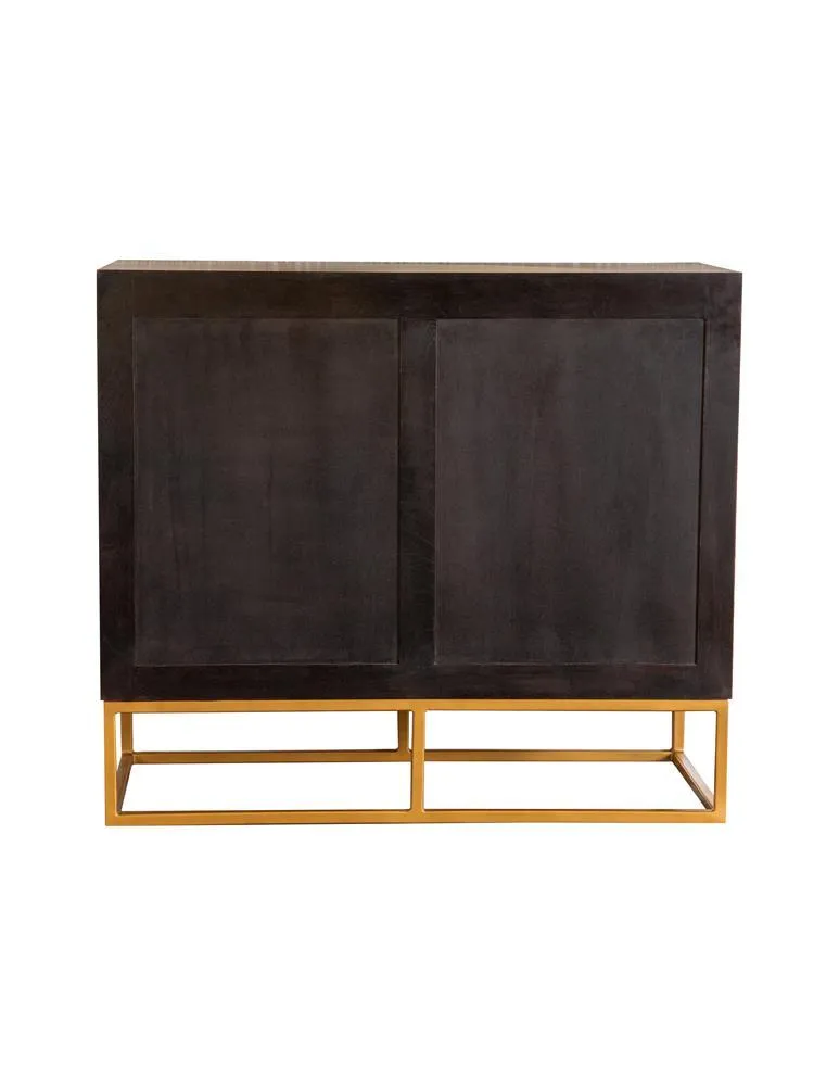 Zara Black Walnut/Gold 2-Drawer Accent Cabinet - Image 4