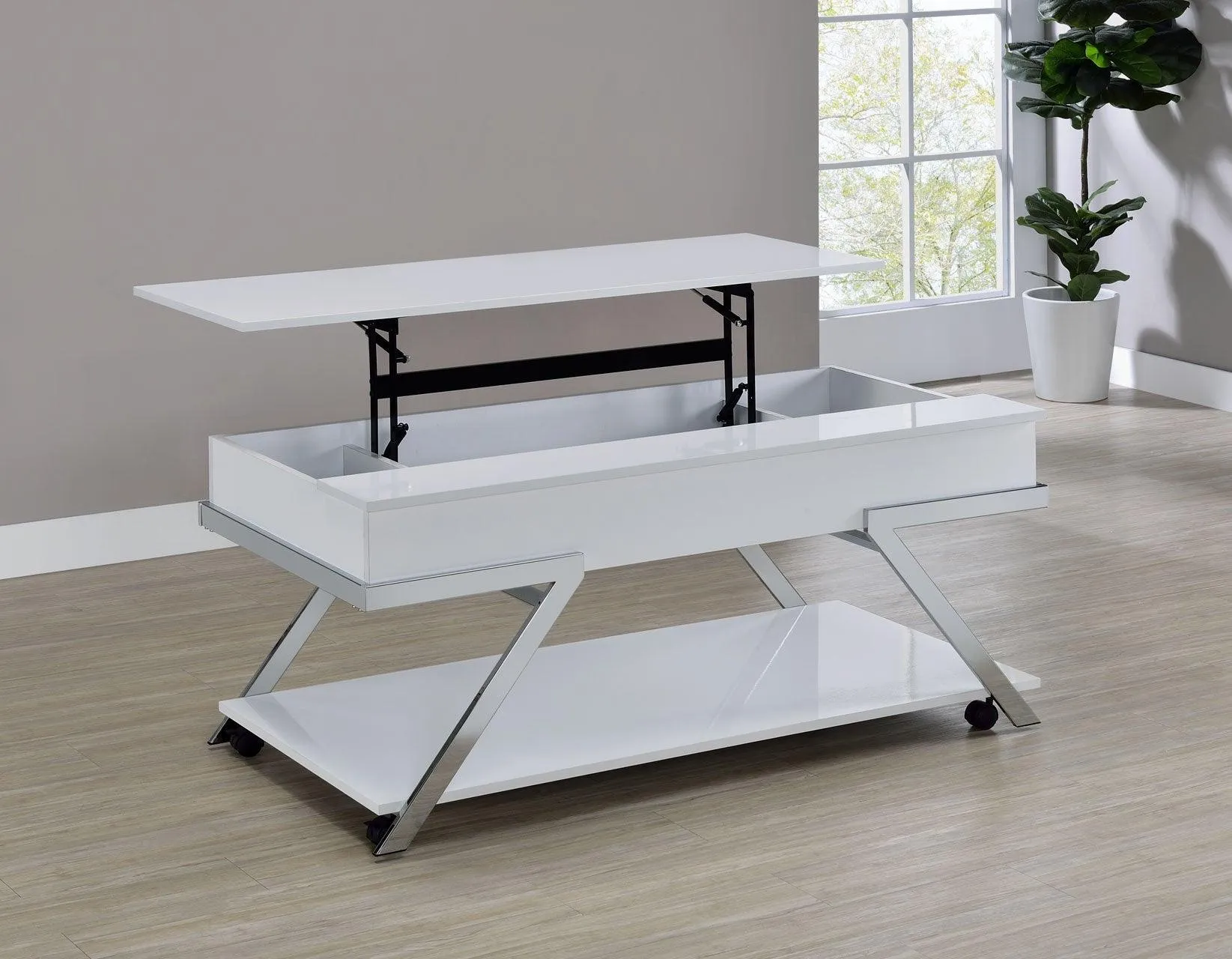 Zena Lift-Top Cocktail Table with Casters - Image 6