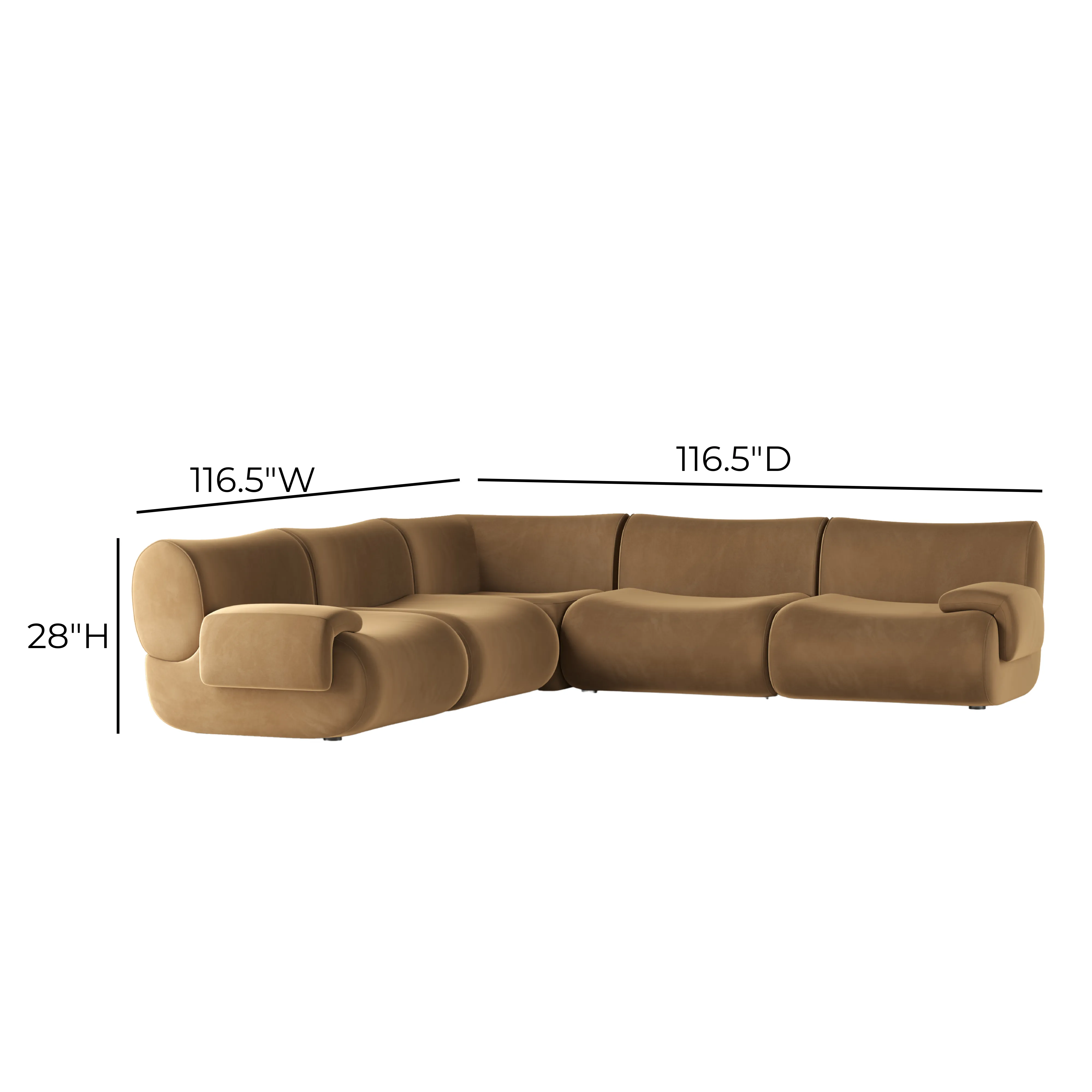 Zenith 5-Piece Latte Brown Performance Velvet Modular L-Sectional - Image 5