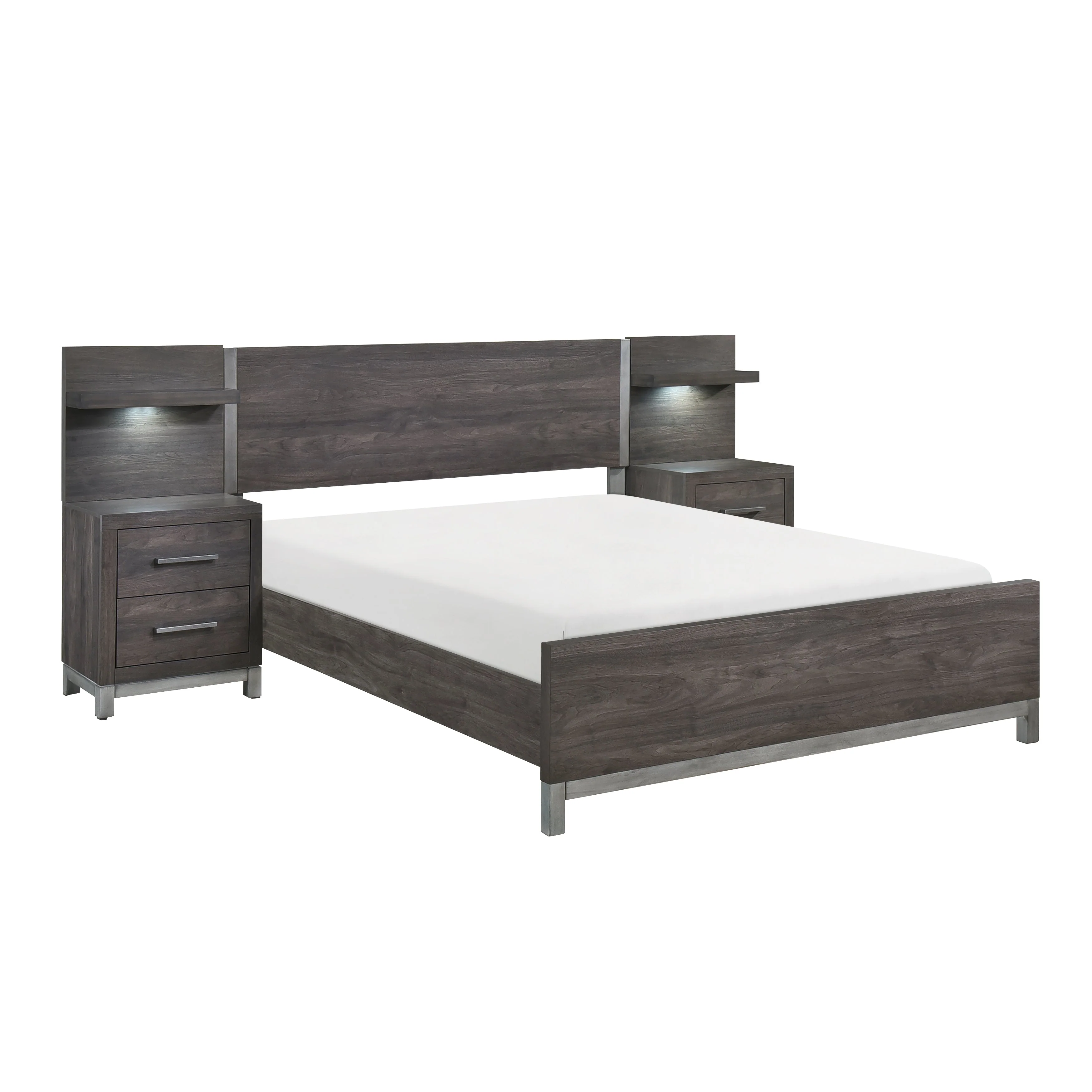 Zephyr Brownish Gray California King Bed with 2 Nightstands - Image 2
