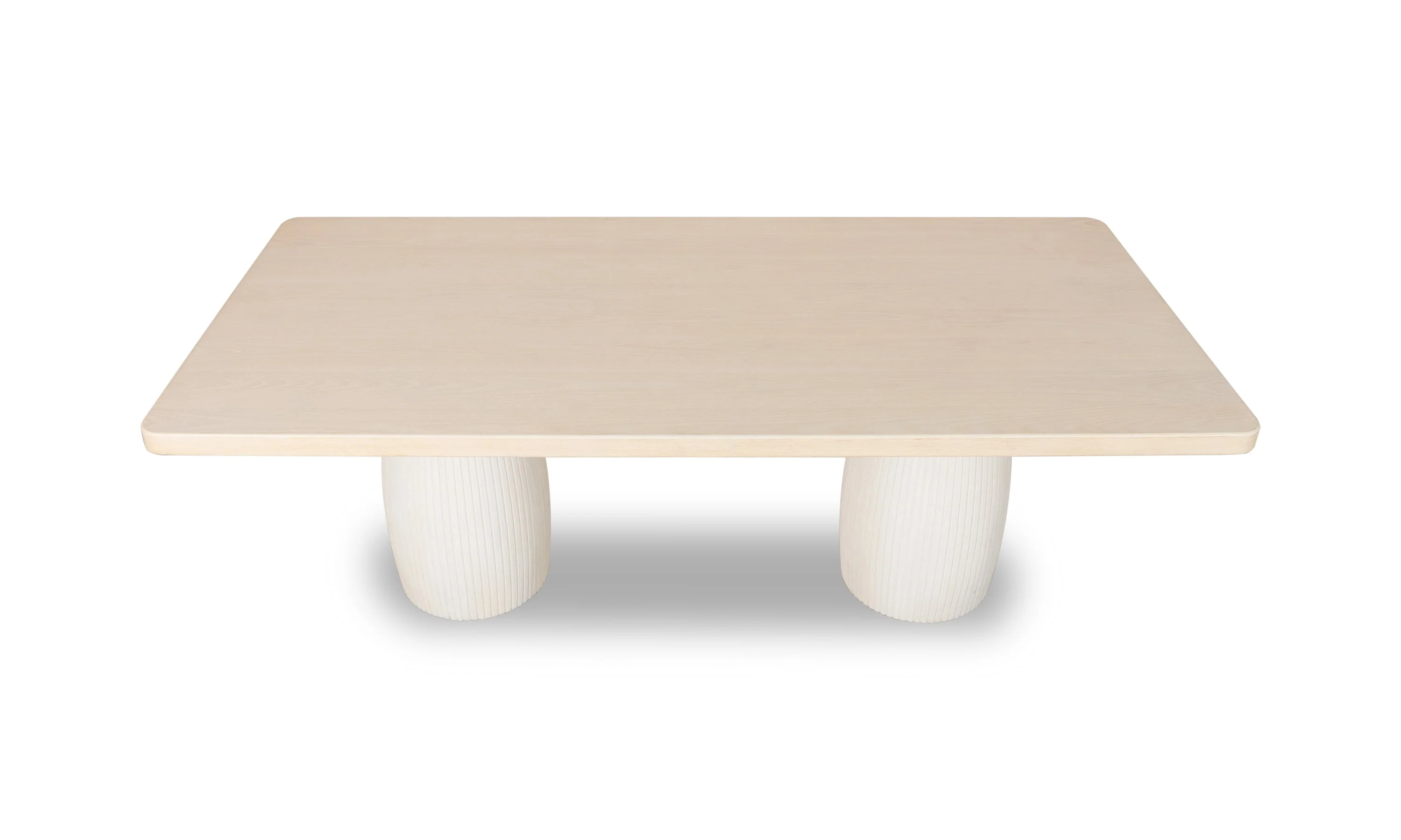 Zinnia Plaster Base Wood Top Dining Table in White Sand and Ivory - Image 3