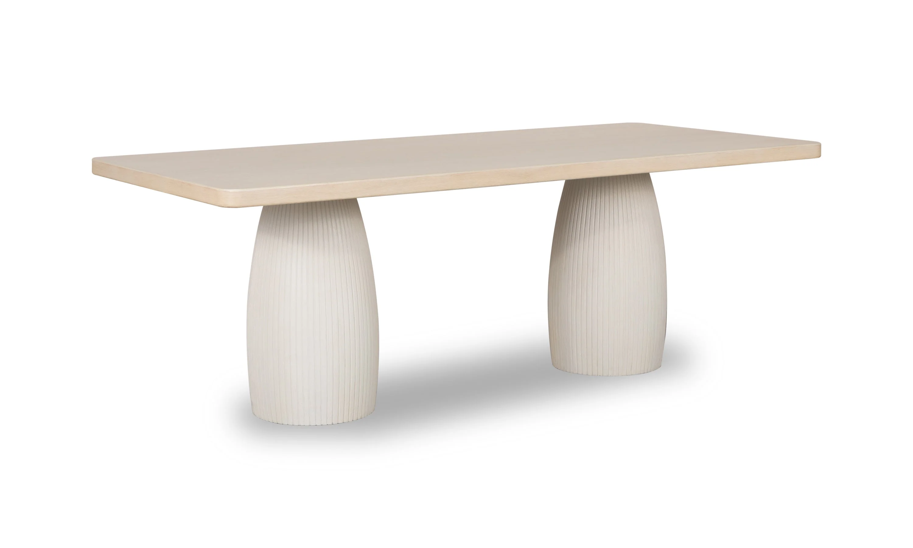 Zinnia Plaster Base Wood Top Dining Table in White Sand and Ivory - Image 4