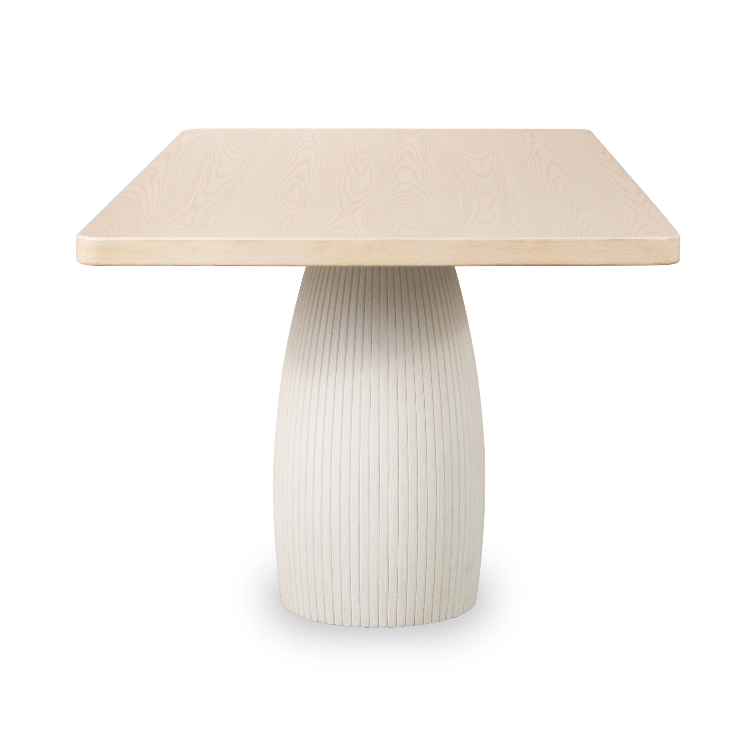 Zinnia Plaster Base Wood Top Dining Table in White Sand and Ivory - Image 5