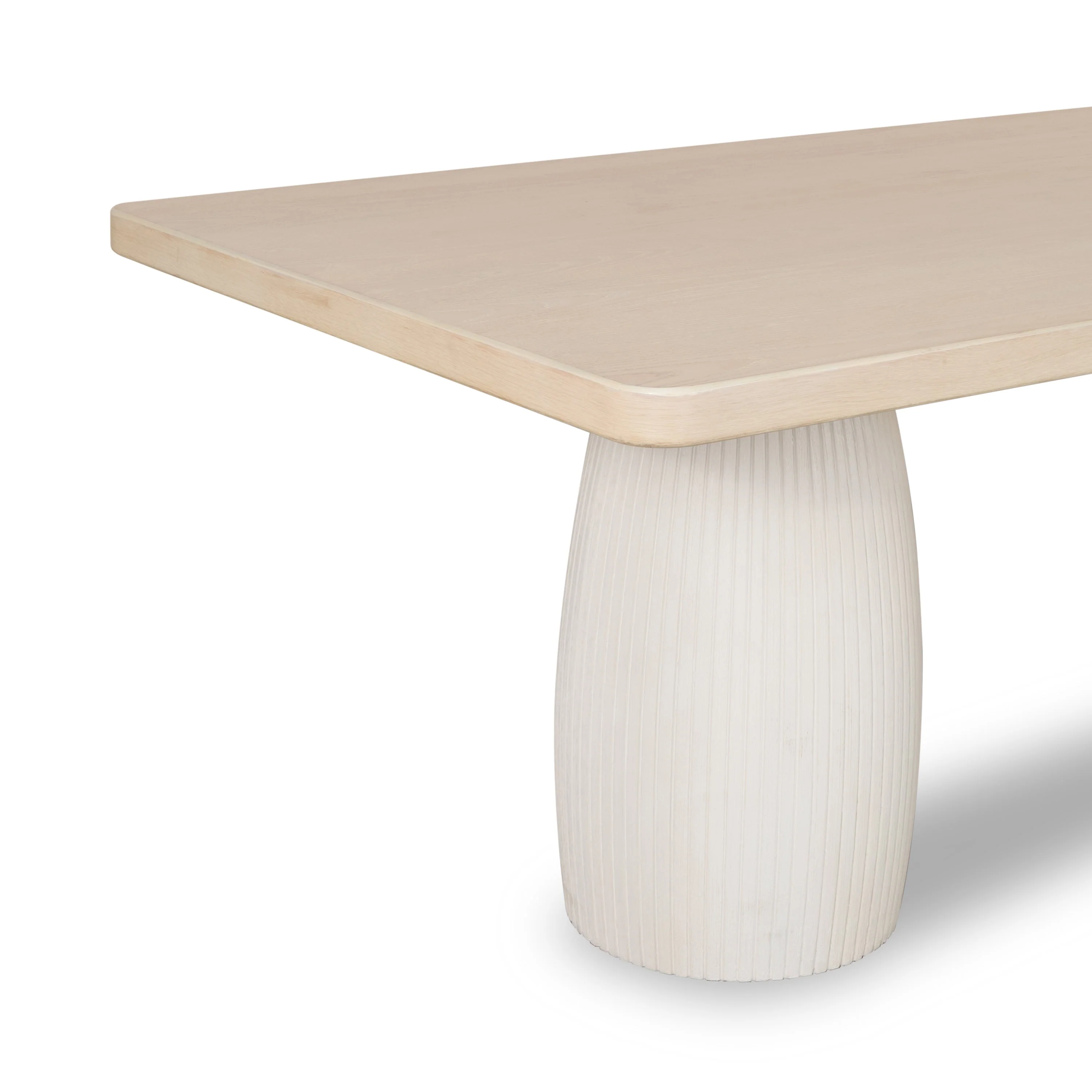 Zinnia Plaster Base Wood Top Dining Table in White Sand and Ivory - Image 6