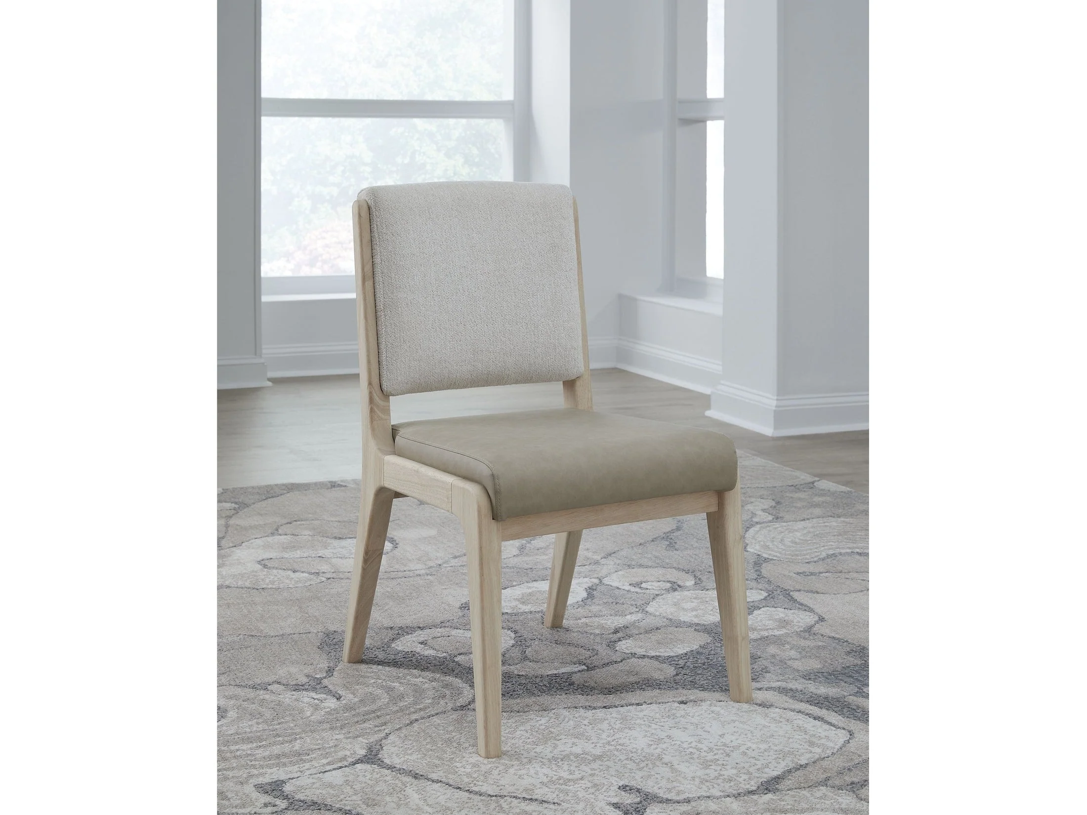 Zinnia Upholstered Dining Chair in White Sand, Buttermilk Leather and Dune Chenille (Set of 2)