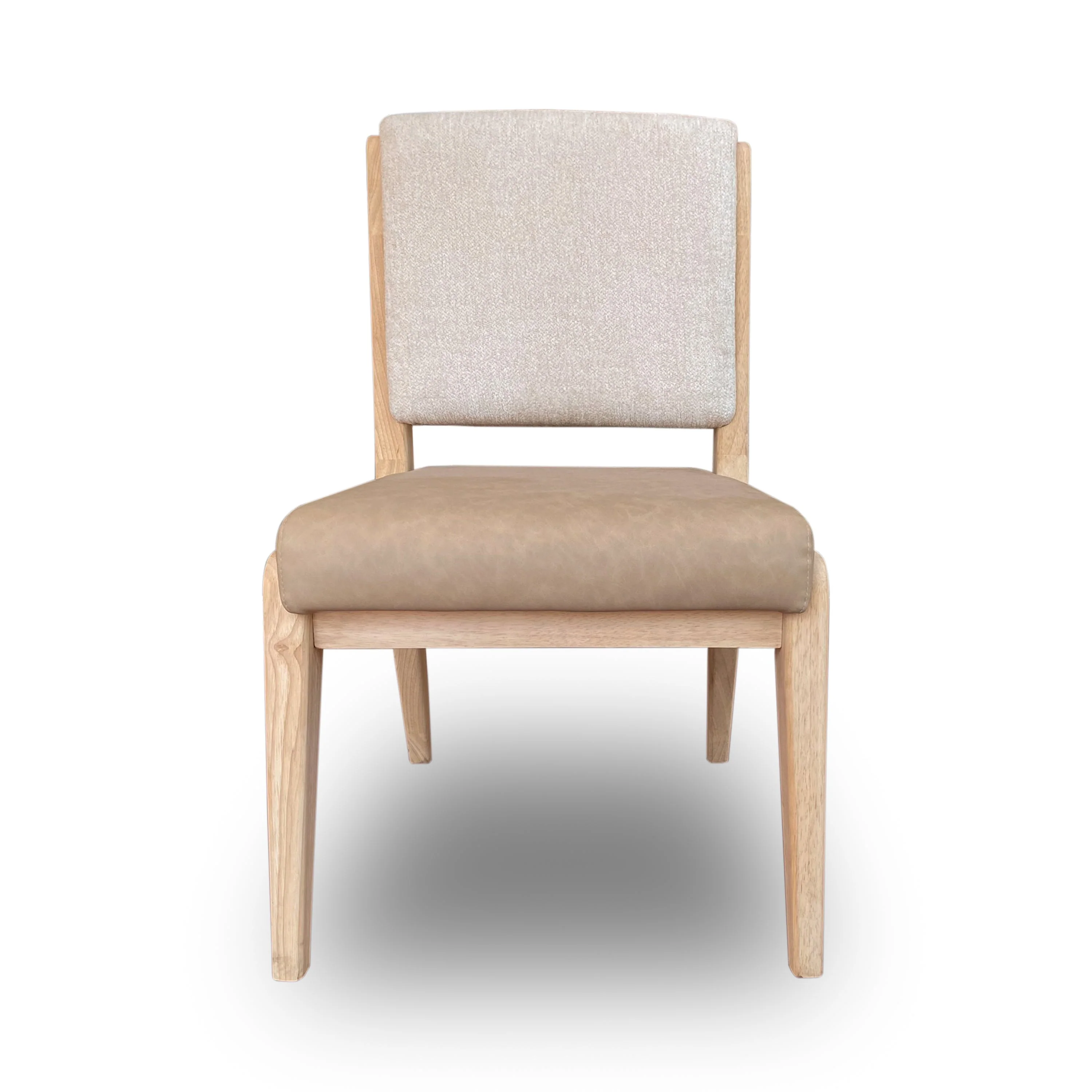 Zinnia Upholstered Dining Chair in White Sand, Buttermilk Leather and Dune Chenille (Set of 2) - Image 3