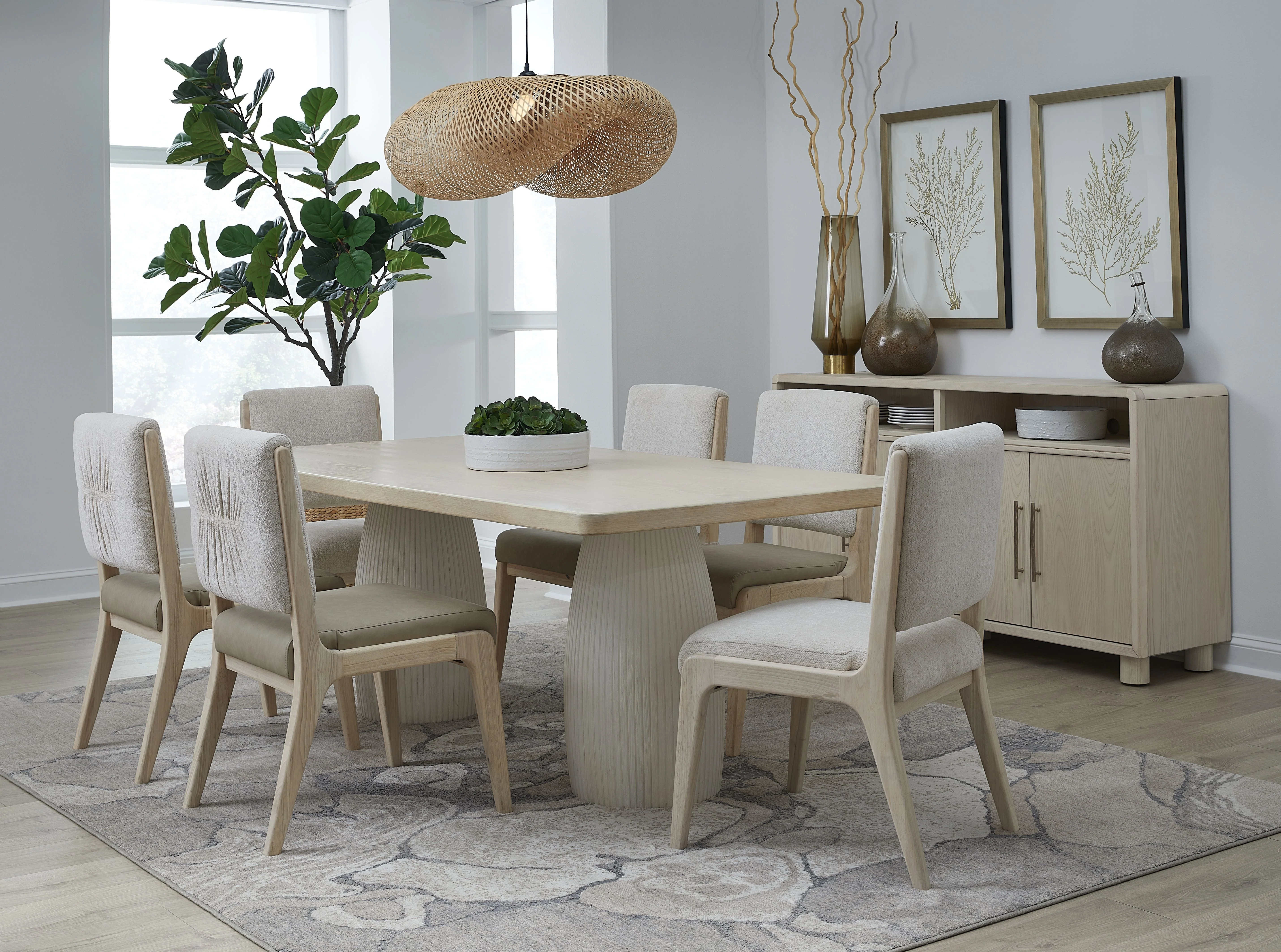 Zinnia Upholstered Dining Chair in White Sand, Buttermilk Leather and Dune Chenille (Set of 2) - Image 7