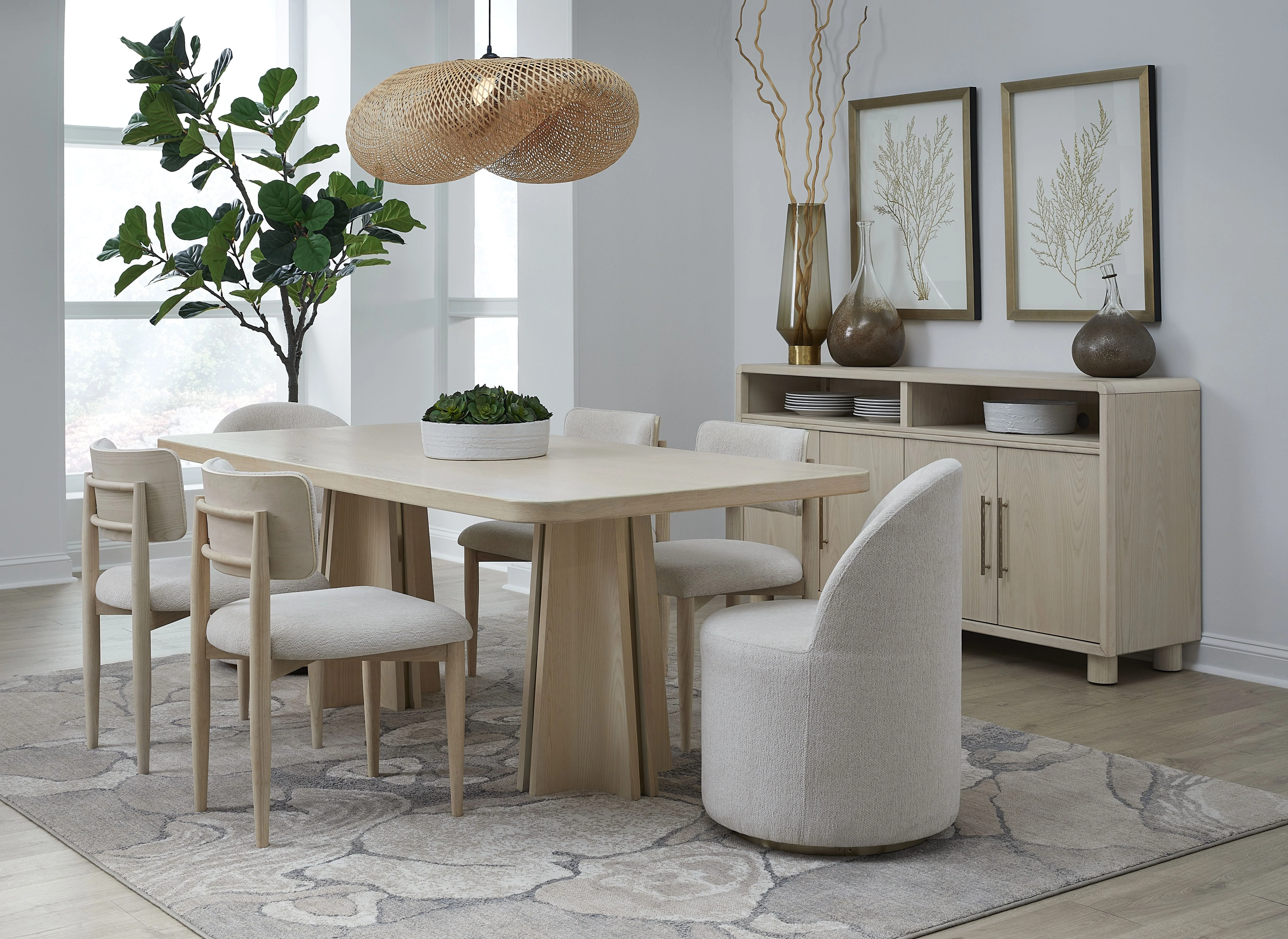 Zinnia Wood Back Dining Chair in White Sand and Dune Chenille (Set of 2) - Image 8